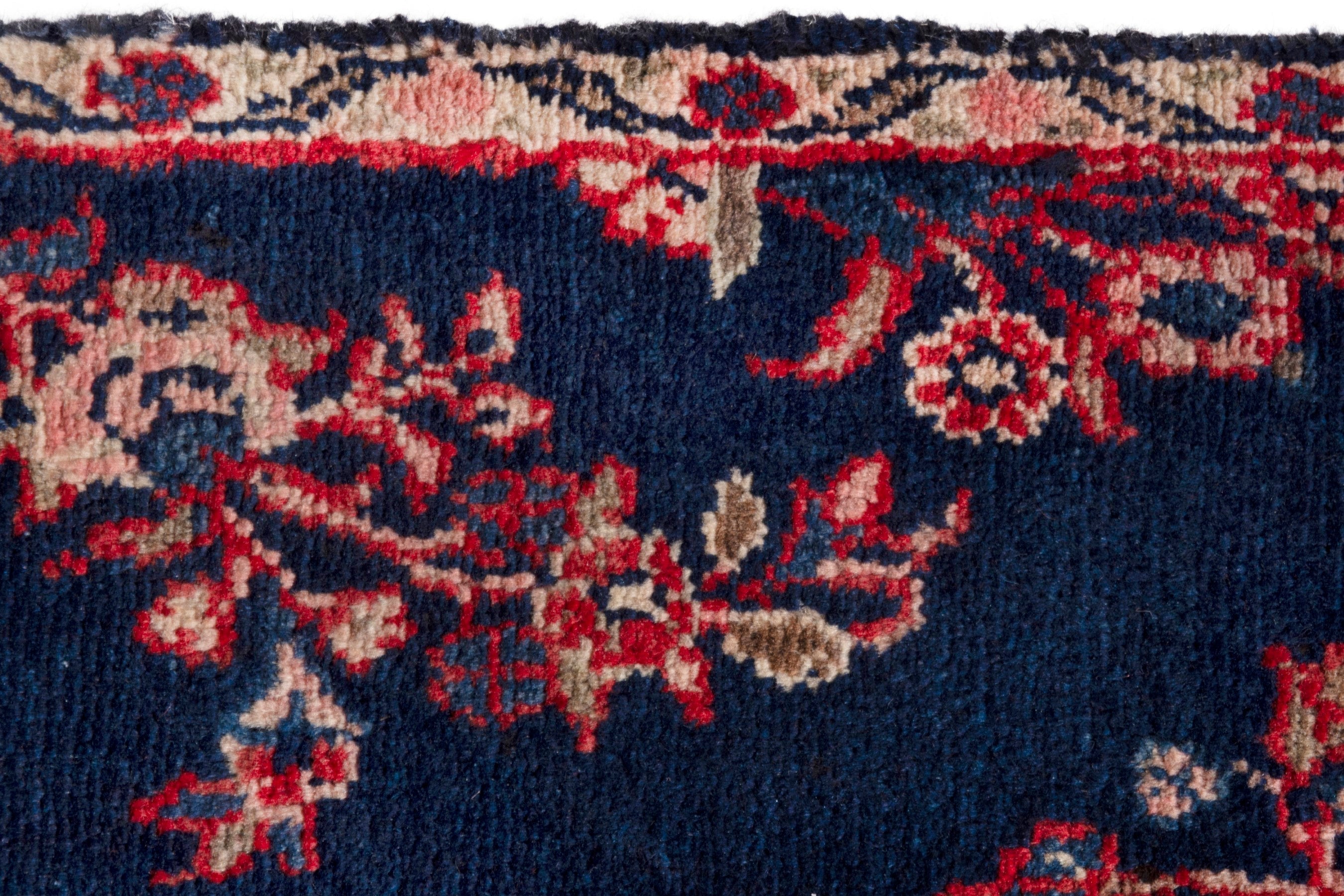 Persian Hamedan runner rug in navy and deep red, view 14 of 18