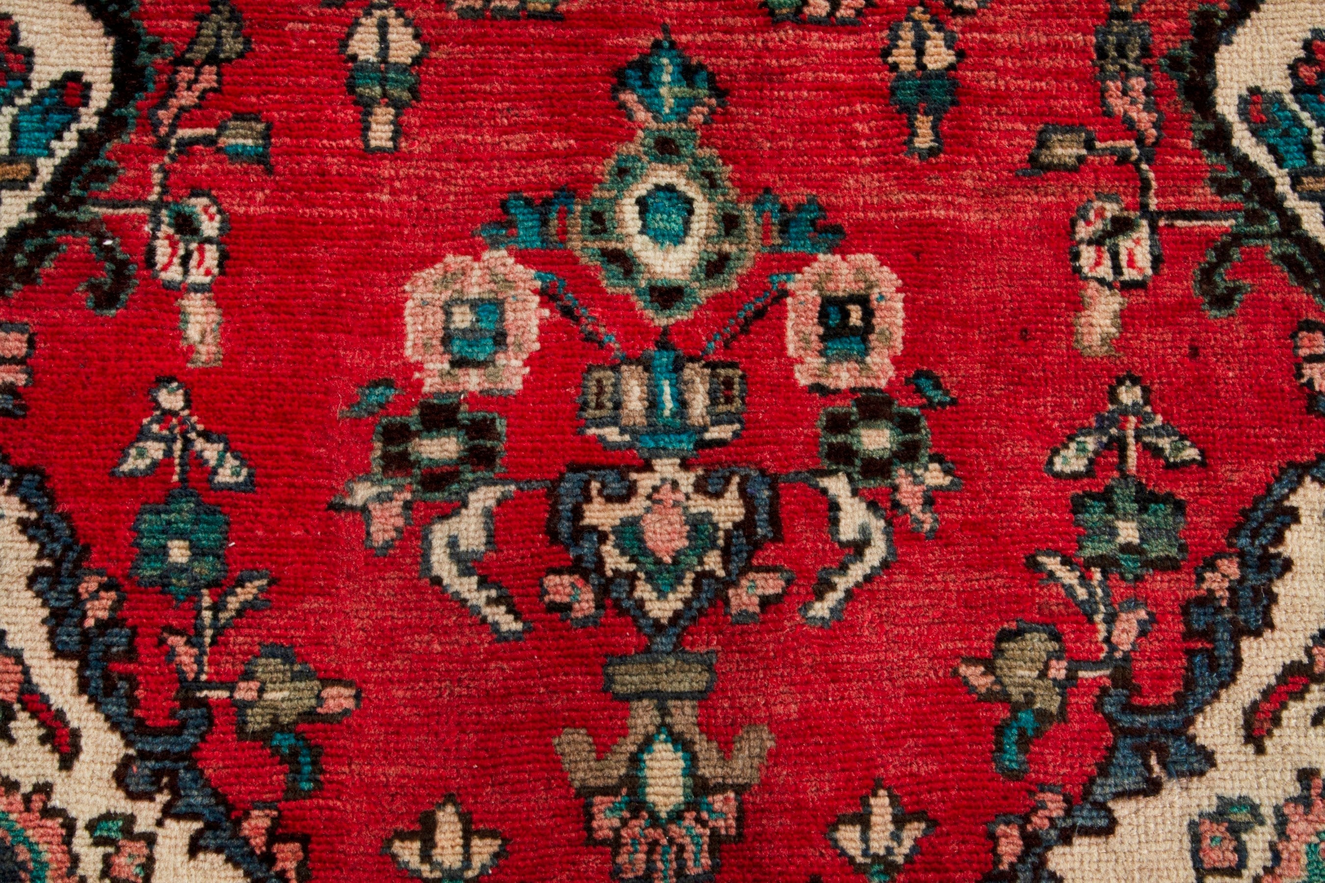 Persian Hamedan runner rug in deep red and dark brown, view 13 of 18