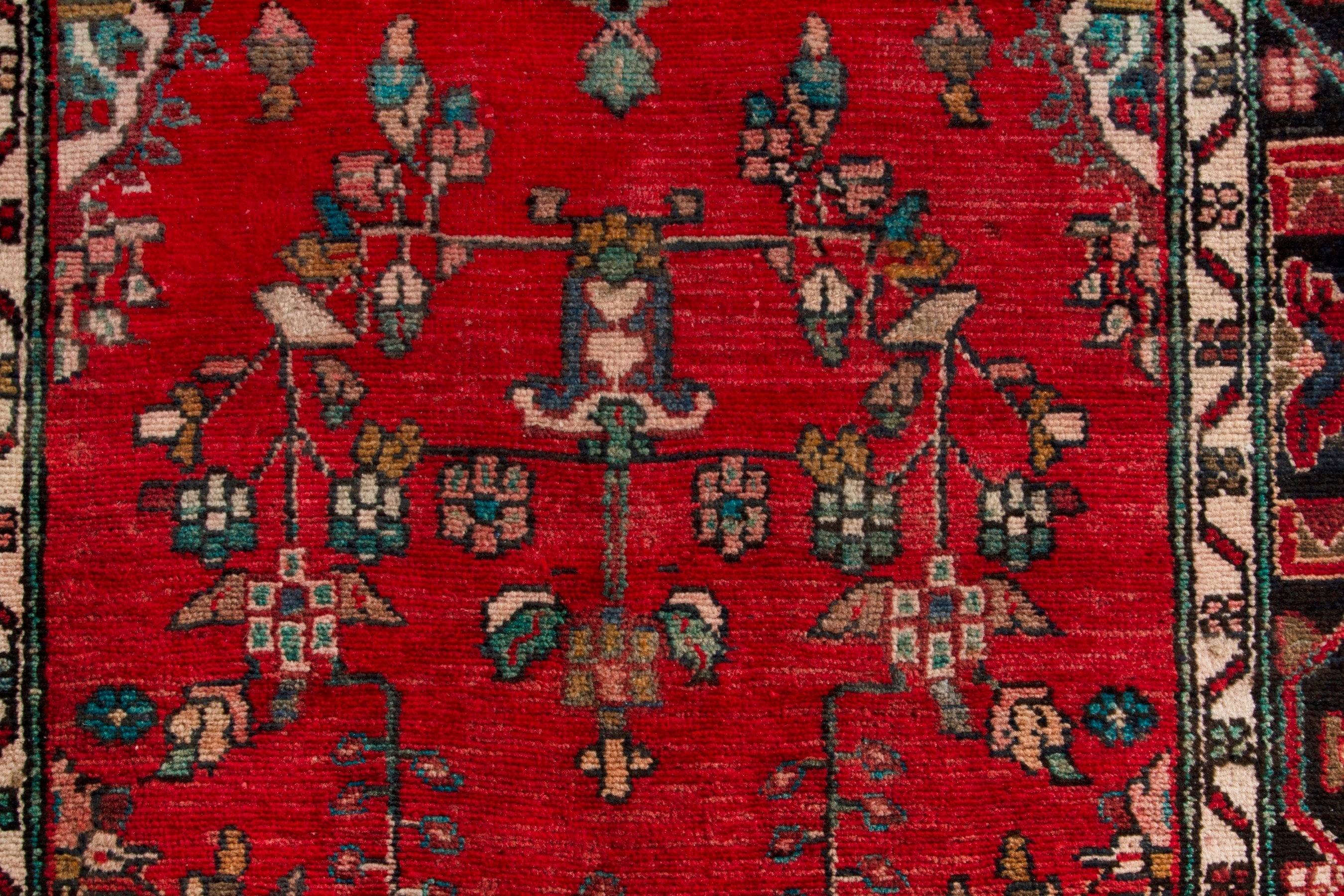 Persian Hamedan runner rug in deep red and dark brown, view 14 of 18