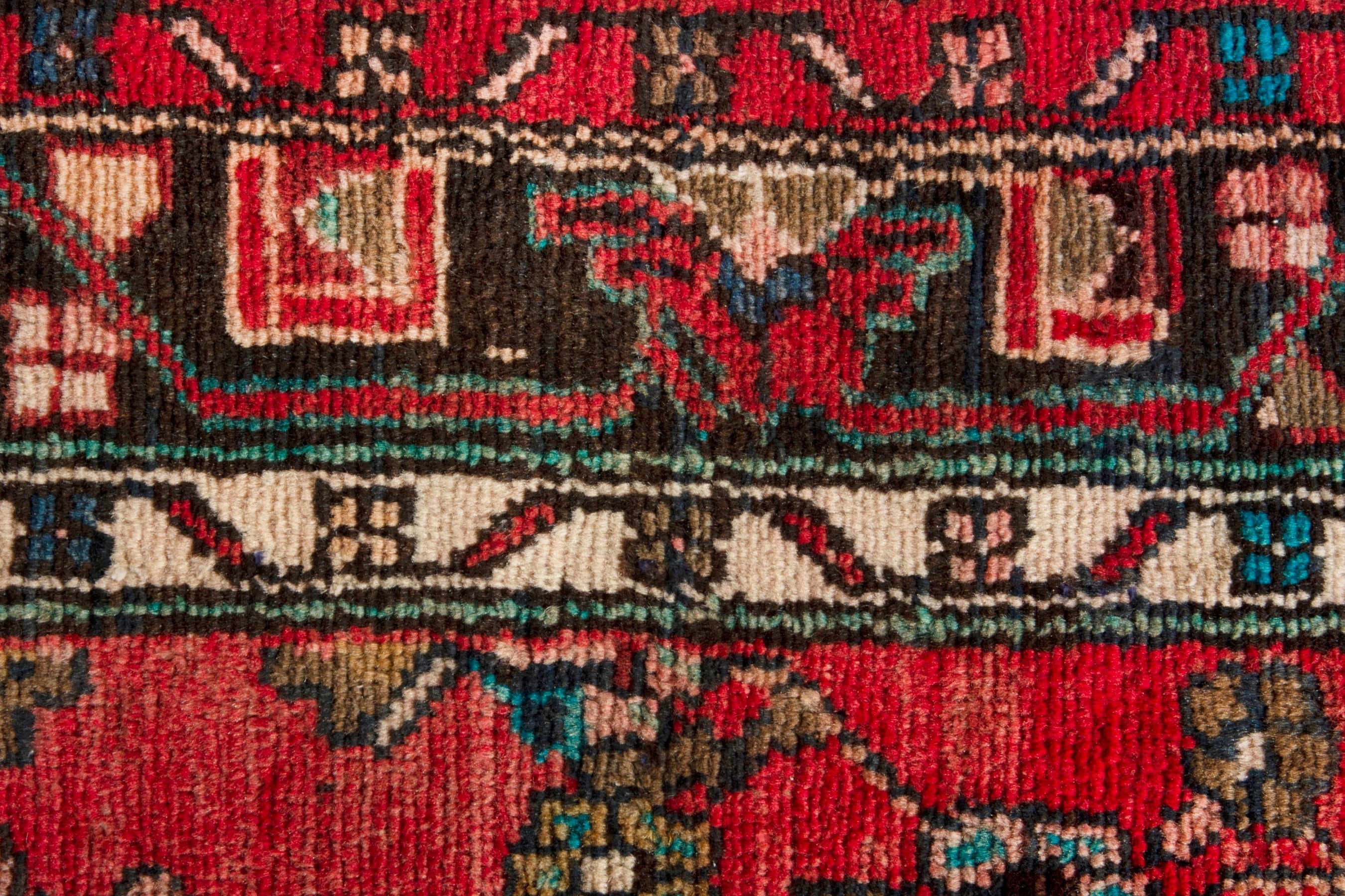 Persian Hamedan runner rug in deep red and dark brown, view 11 of 18
