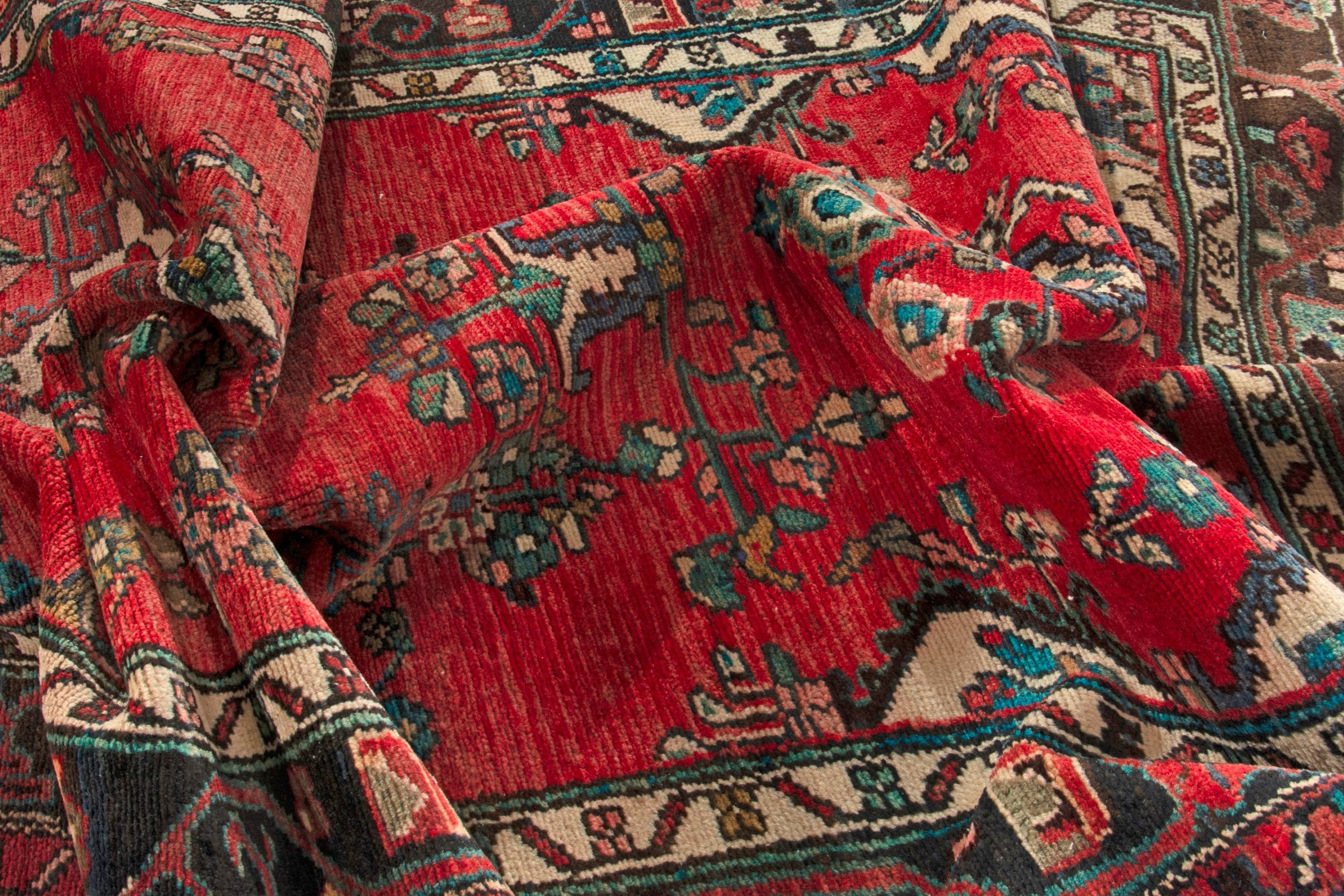 Persian Hamedan runner rug in deep red and dark brown, view 15 of 18