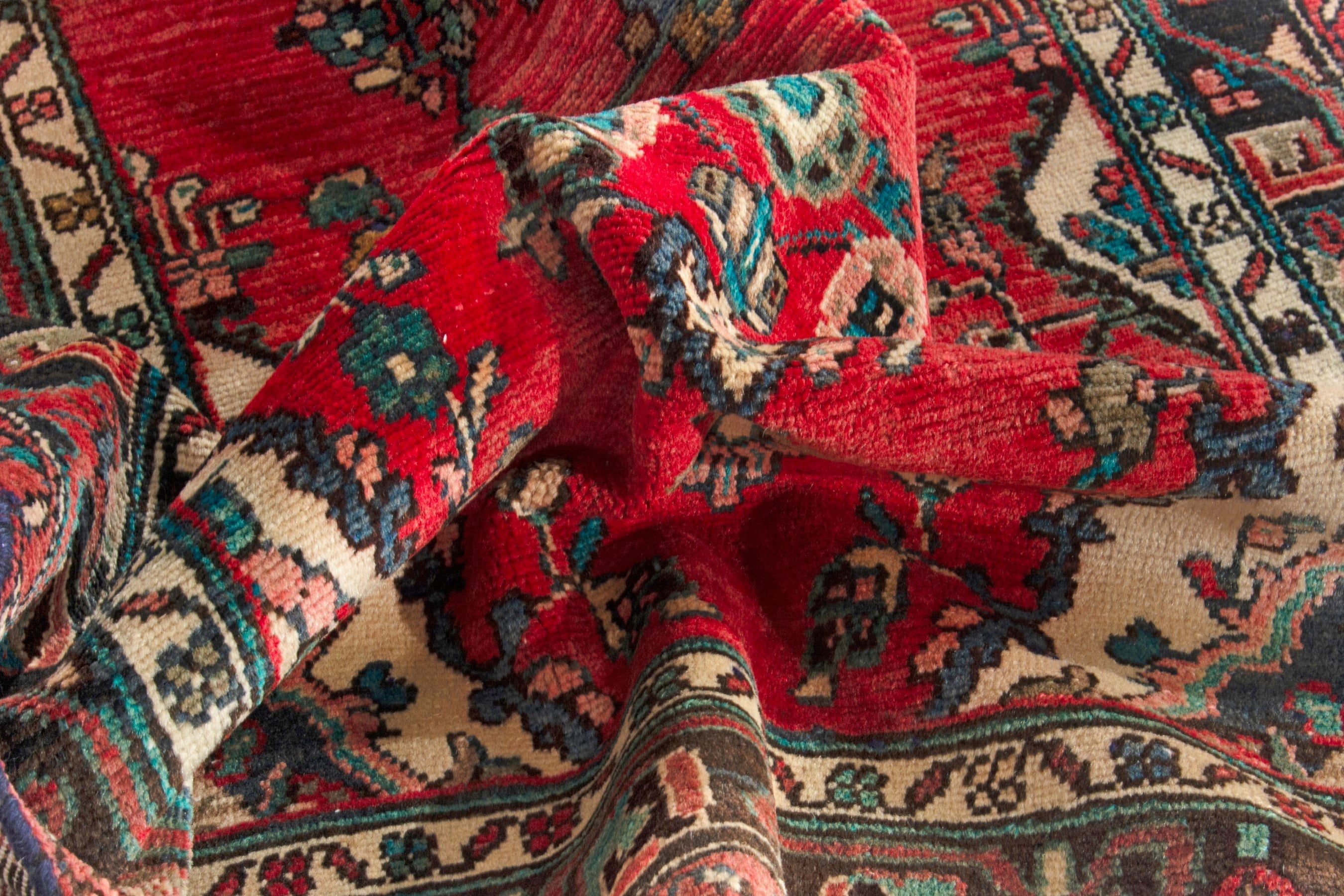 Persian Hamedan runner rug in deep red and dark brown, view 16 of 18