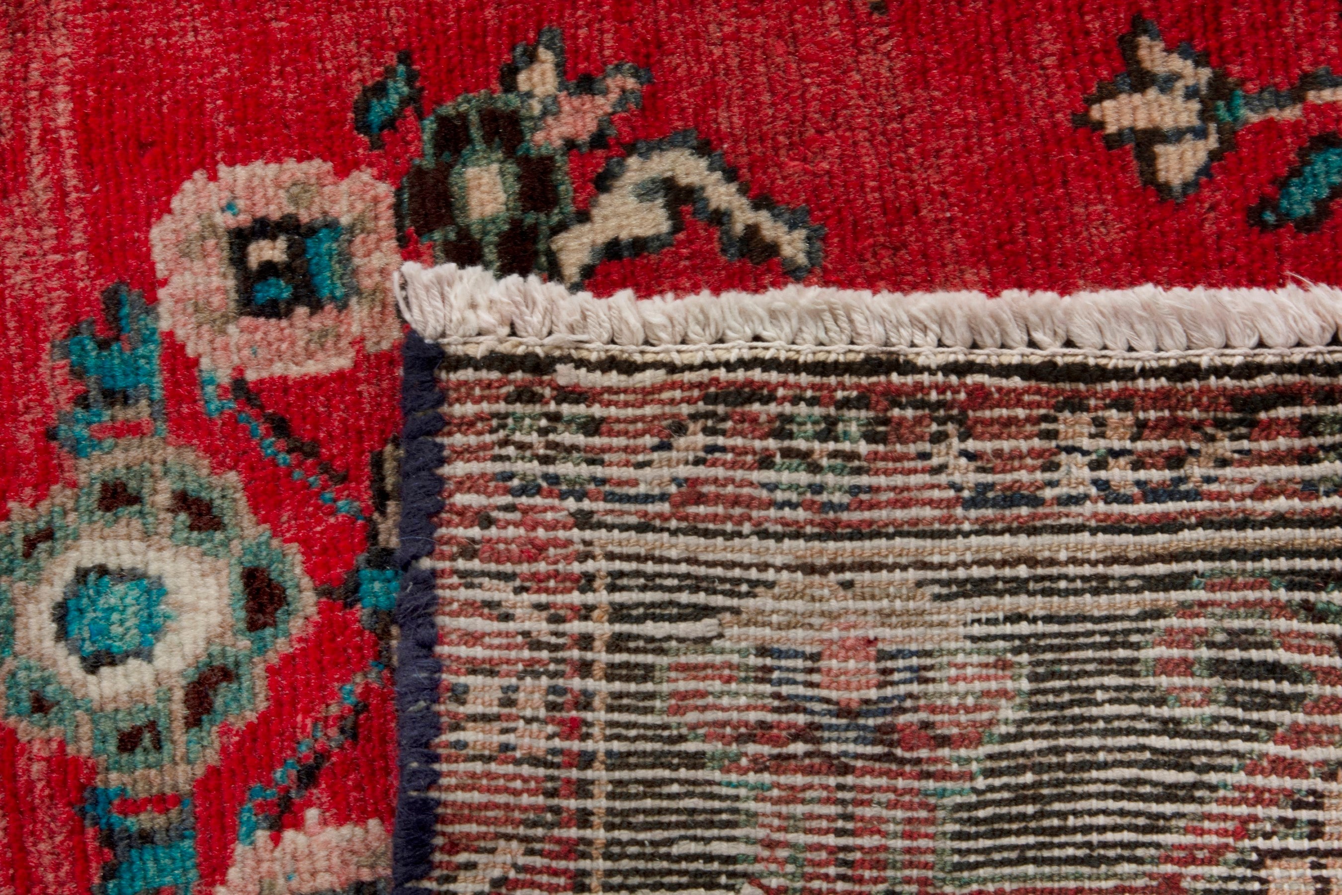 Persian Hamedan runner rug in deep red and dark brown, view 18 of 18