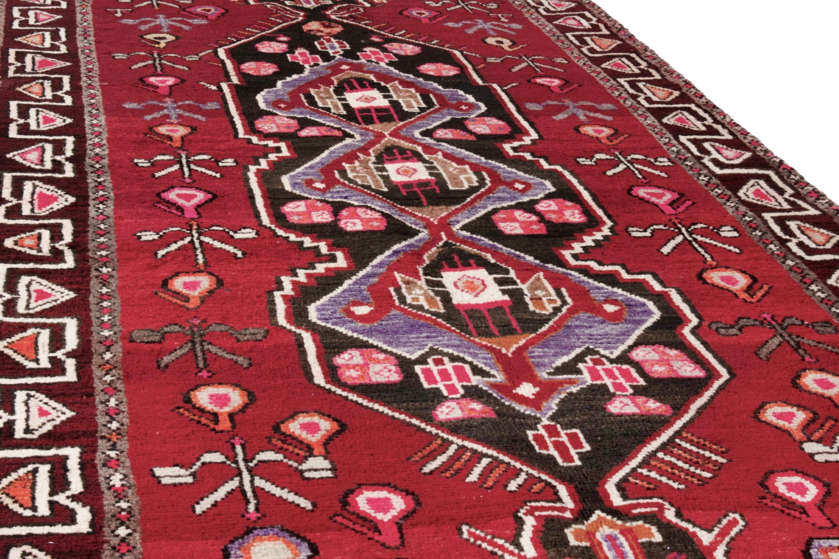 Persian Hamedan runner rug in deep red and burgundy, view 8 of 21