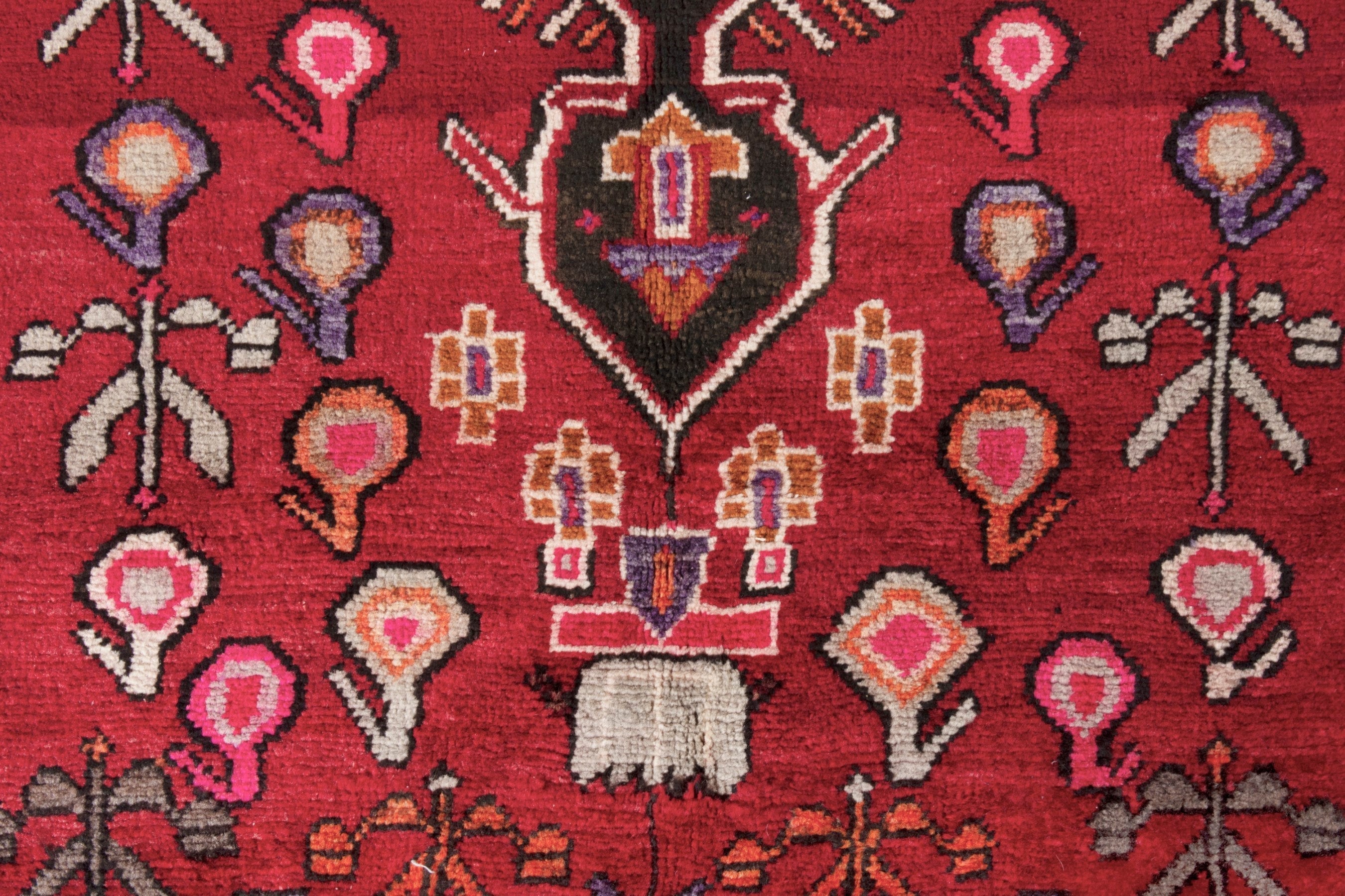 Persian Hamedan runner rug in deep red and burgundy, view 15 of 21