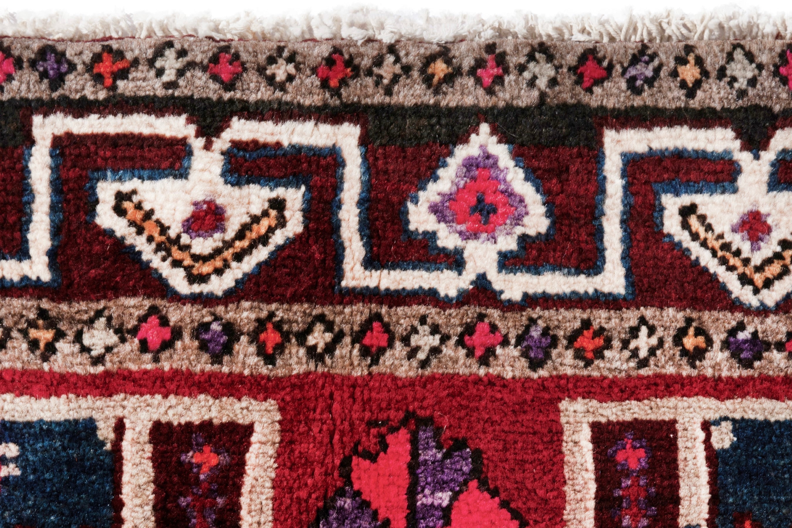 Persian Hamedan runner rug in deep red and burgundy, view 12 of 21