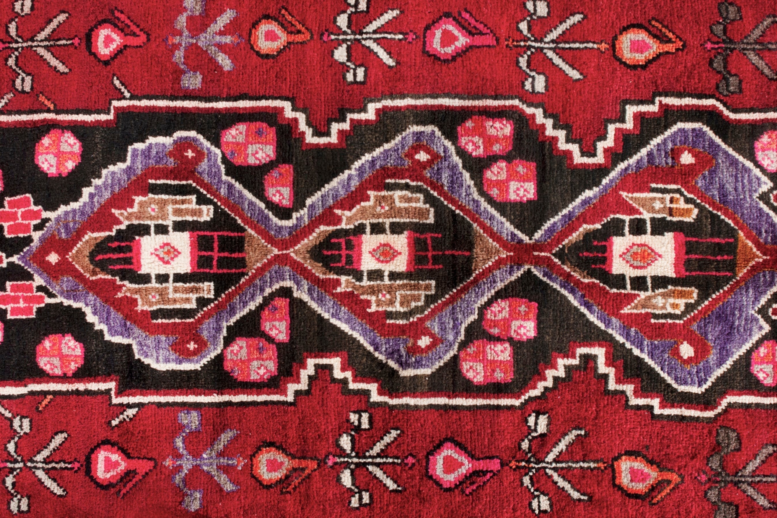 Persian Hamedan runner rug in deep red and burgundy, view 13 of 21
