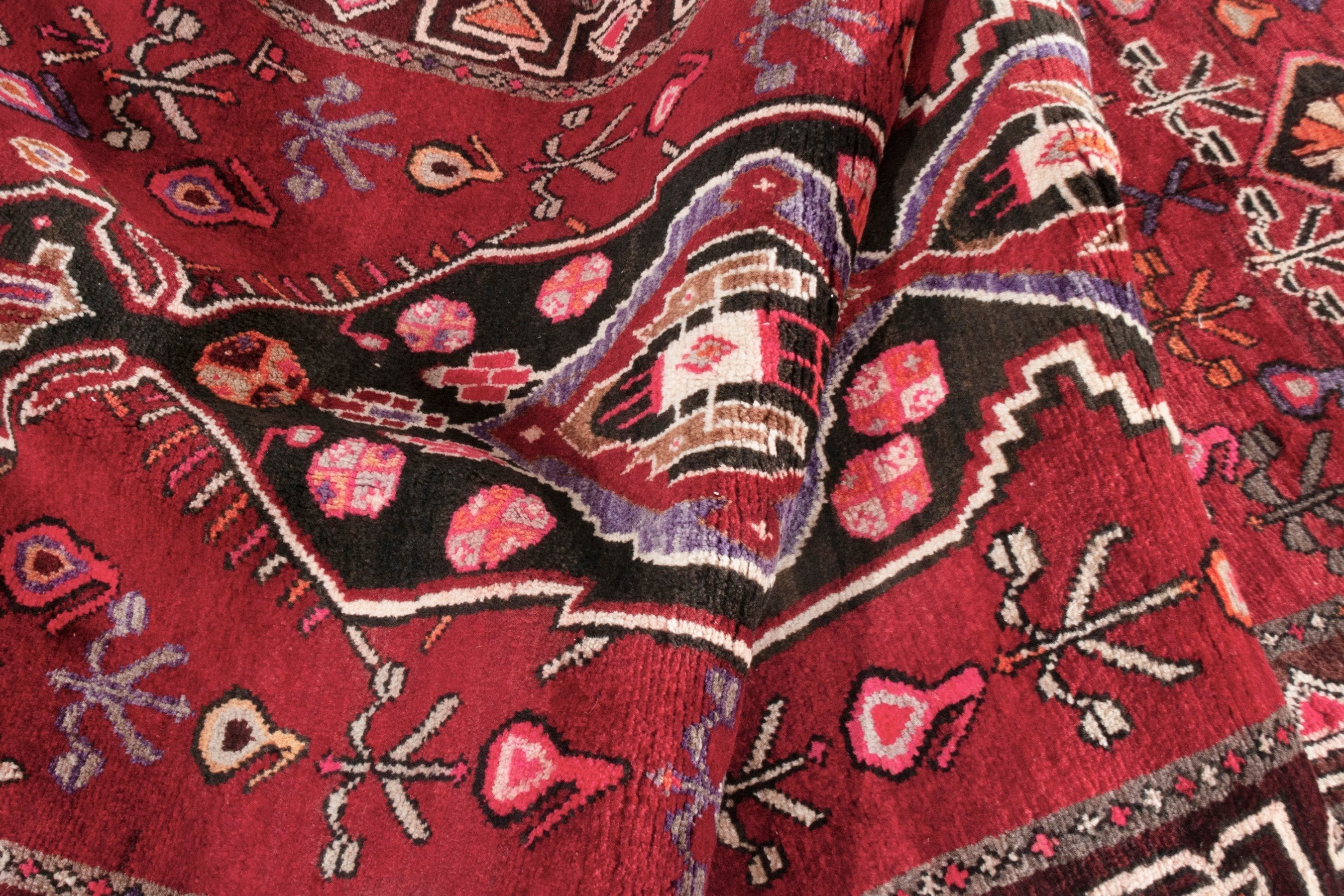 Persian Hamedan runner rug in deep red and burgundy, view 18 of 21