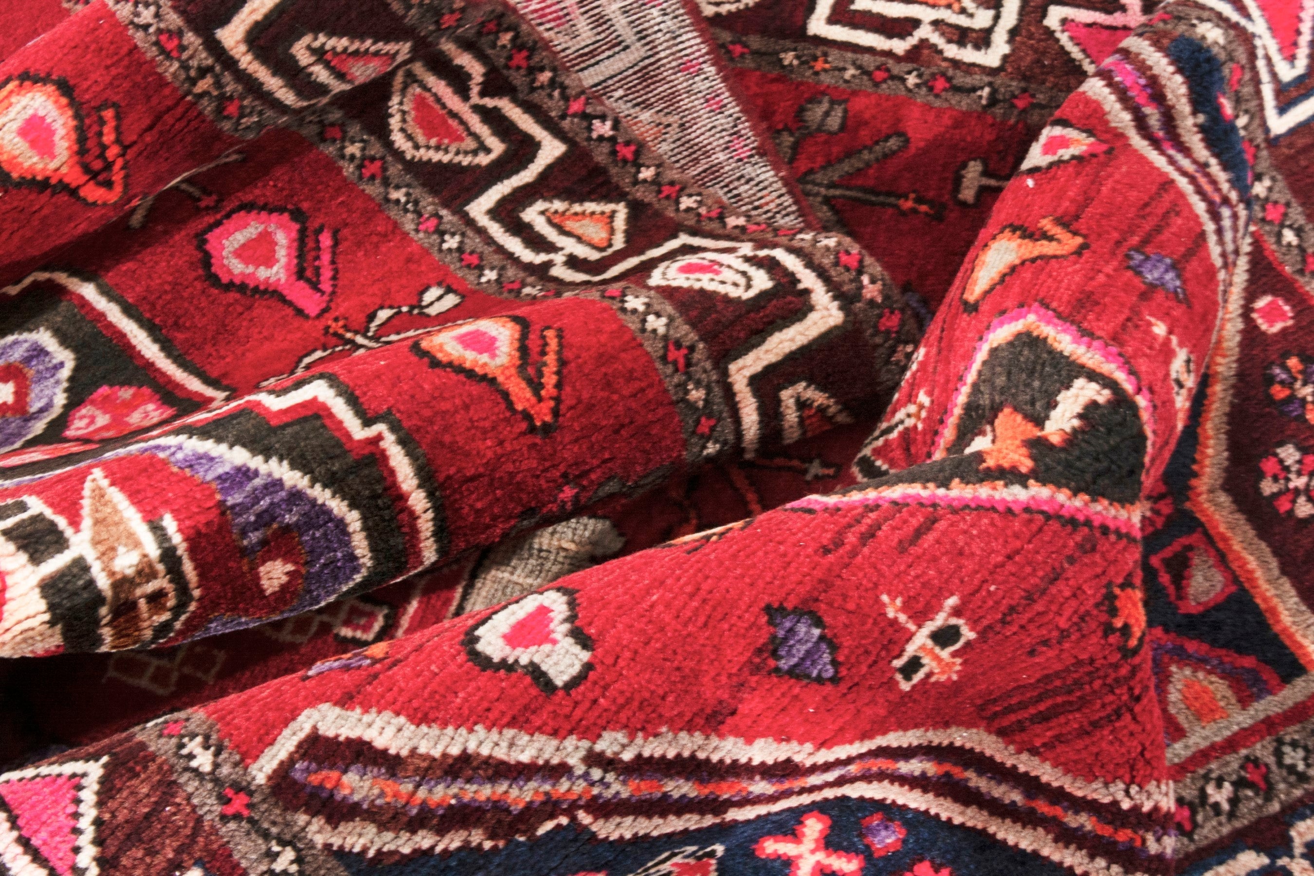Persian Hamedan runner rug in deep red and burgundy, view 20 of 21