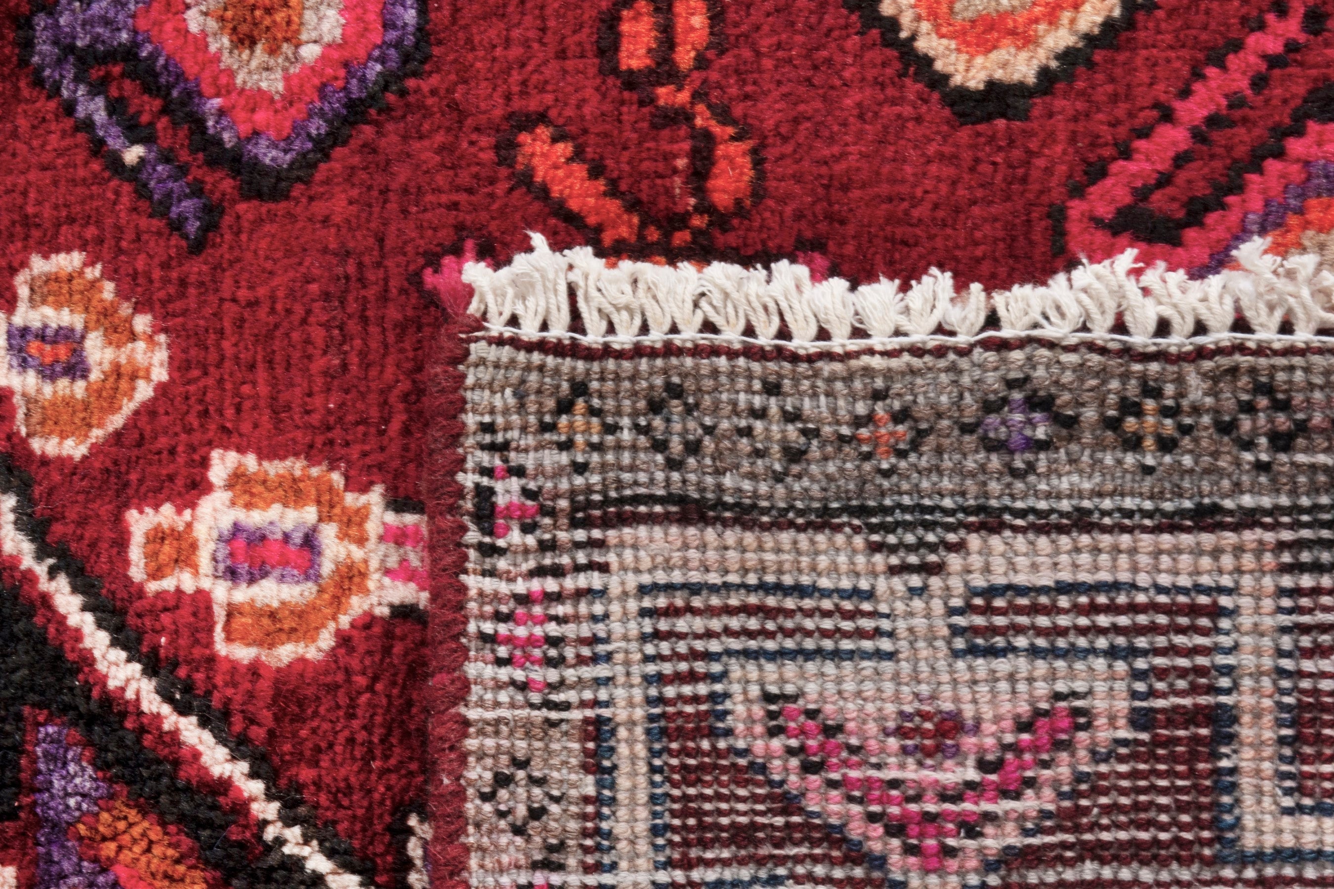 Persian Hamedan runner rug in deep red and burgundy, view 21 of 21