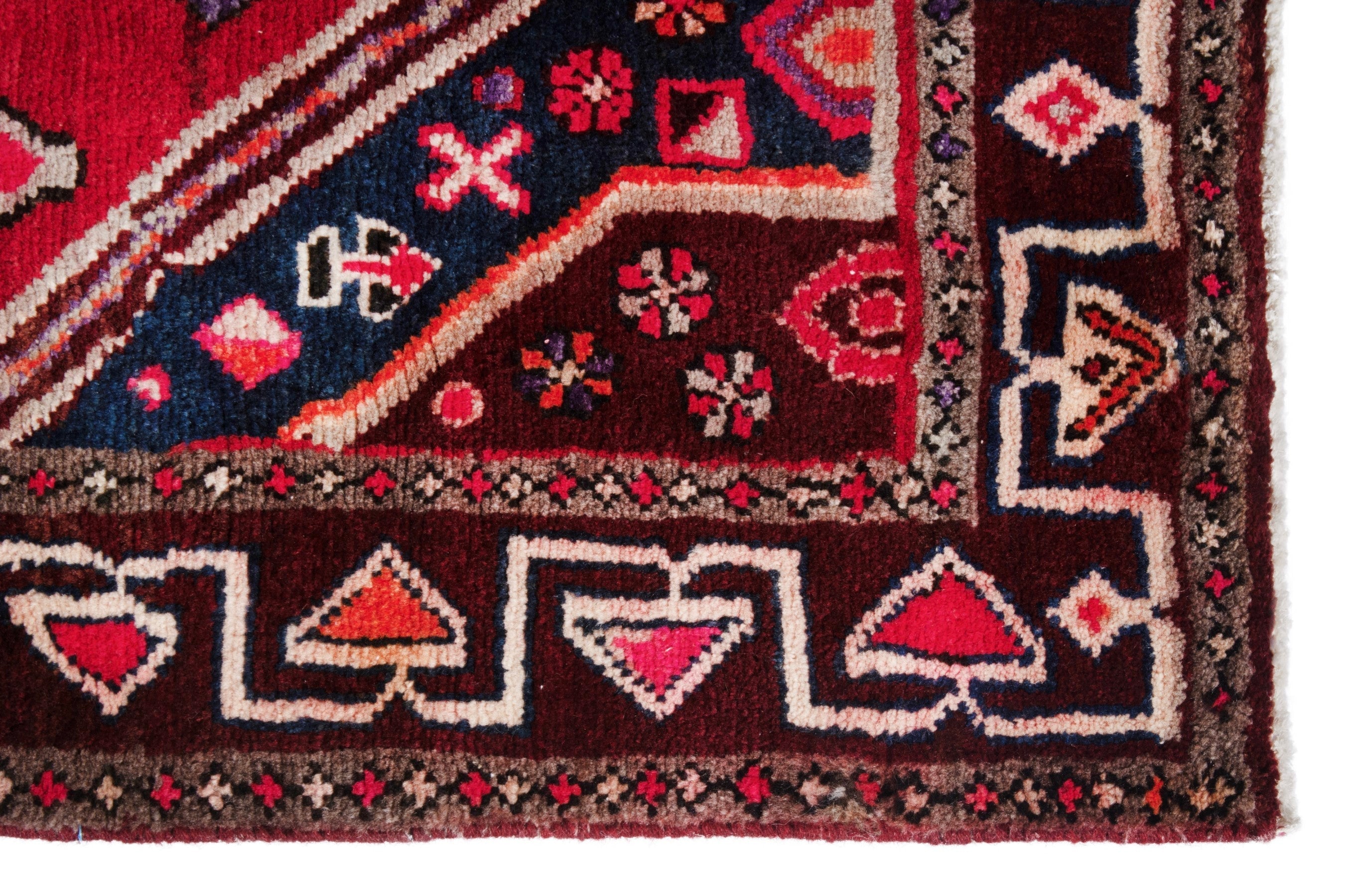 Persian Hamedan runner rug in deep red and burgundy, view 10 of 21