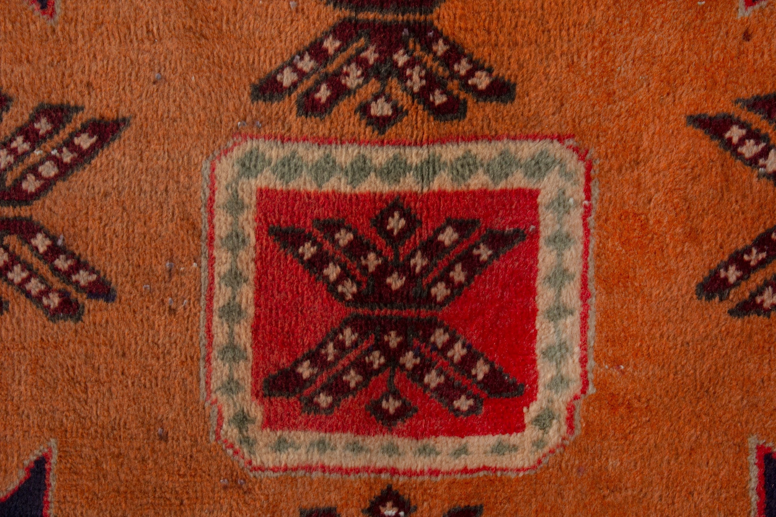 Persian Ardabil runner rug in navy and burnt orange, view 14 of 18