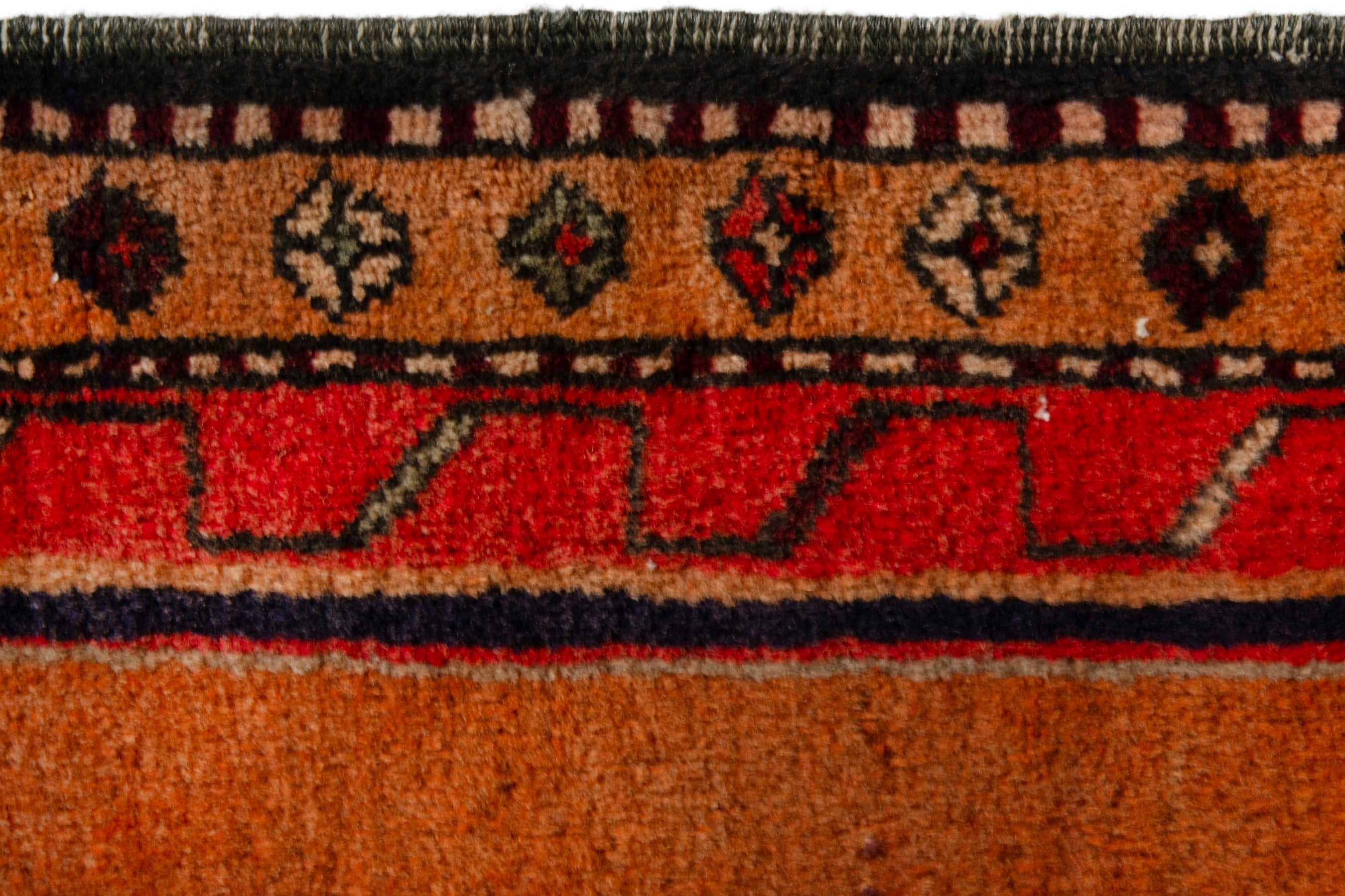 Persian Ardabil runner rug in navy and burnt orange, view 11 of 18