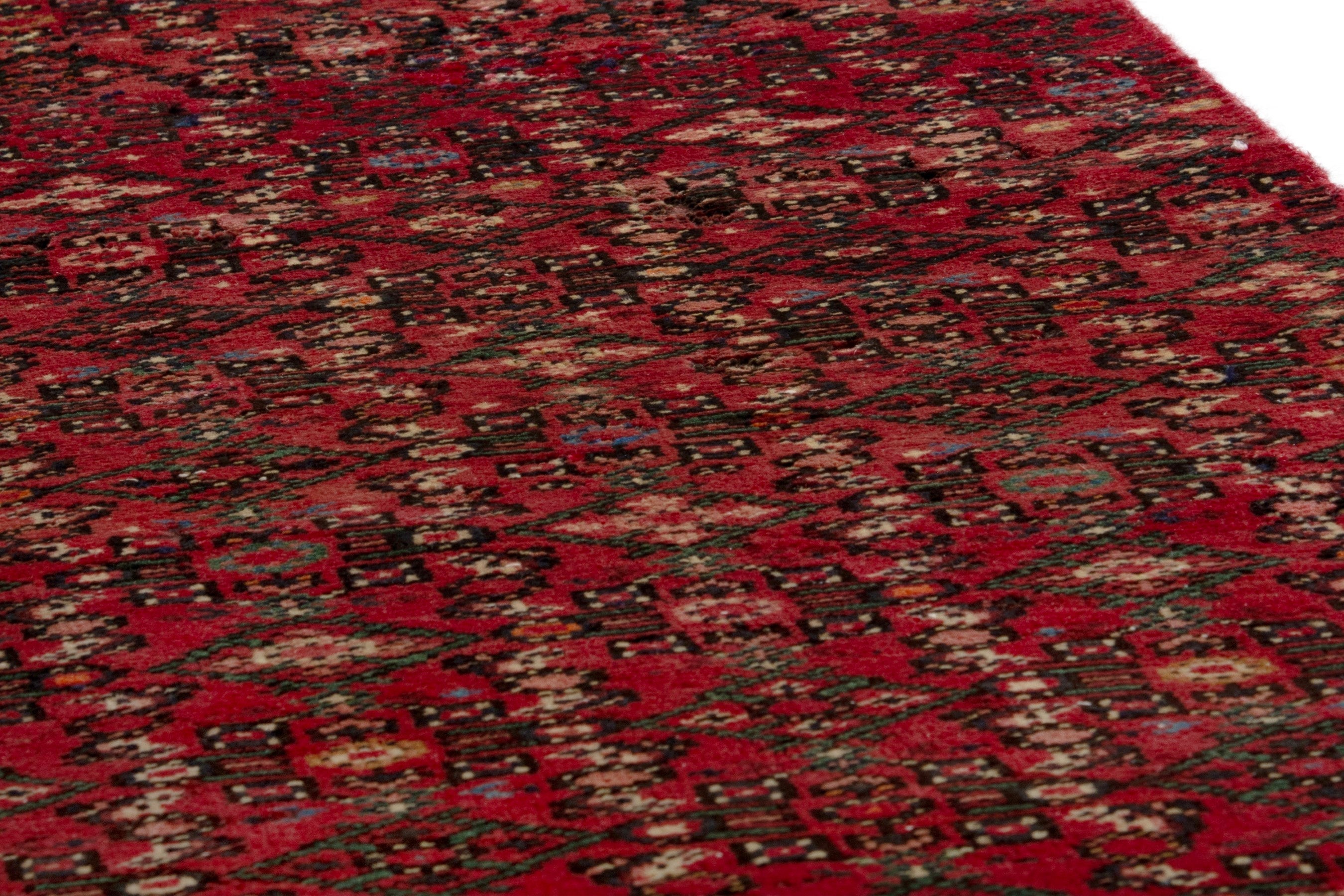 Persian Hosseinabad runner rug in deep red and cream, view 8 of 17