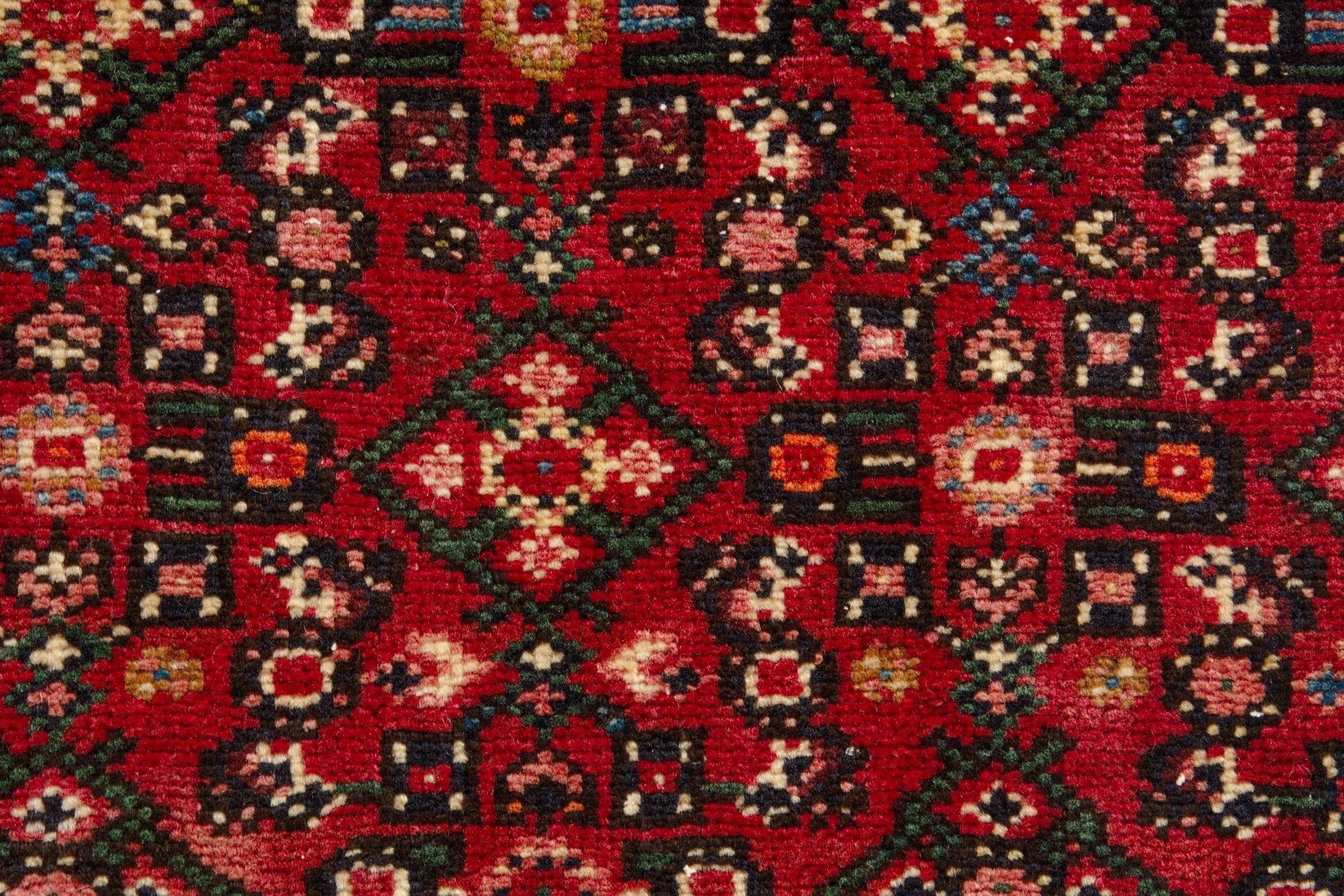Persian Hosseinabad runner rug in deep red and cream, view 11 of 17