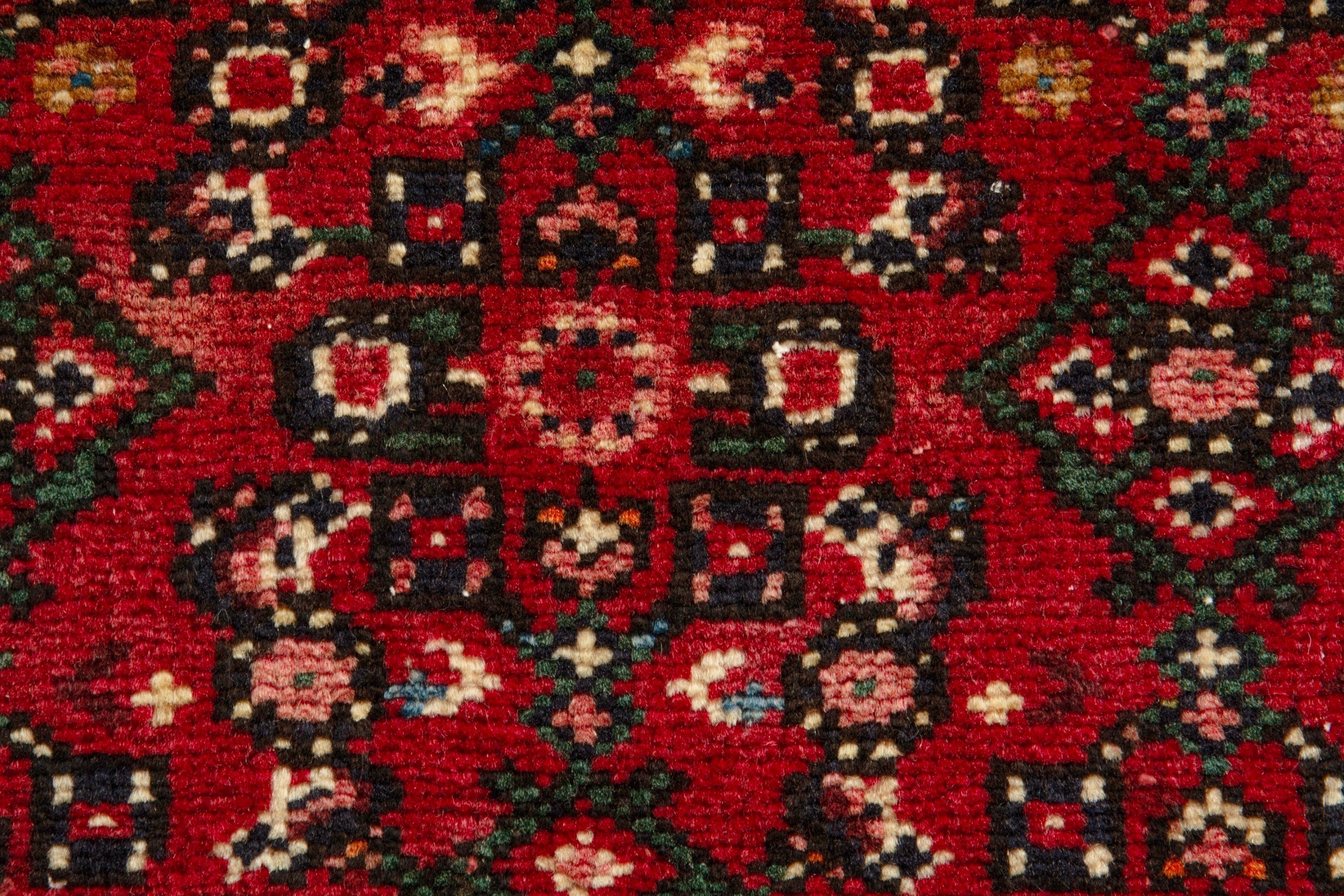 Persian Hosseinabad runner rug in deep red and cream, view 12 of 17