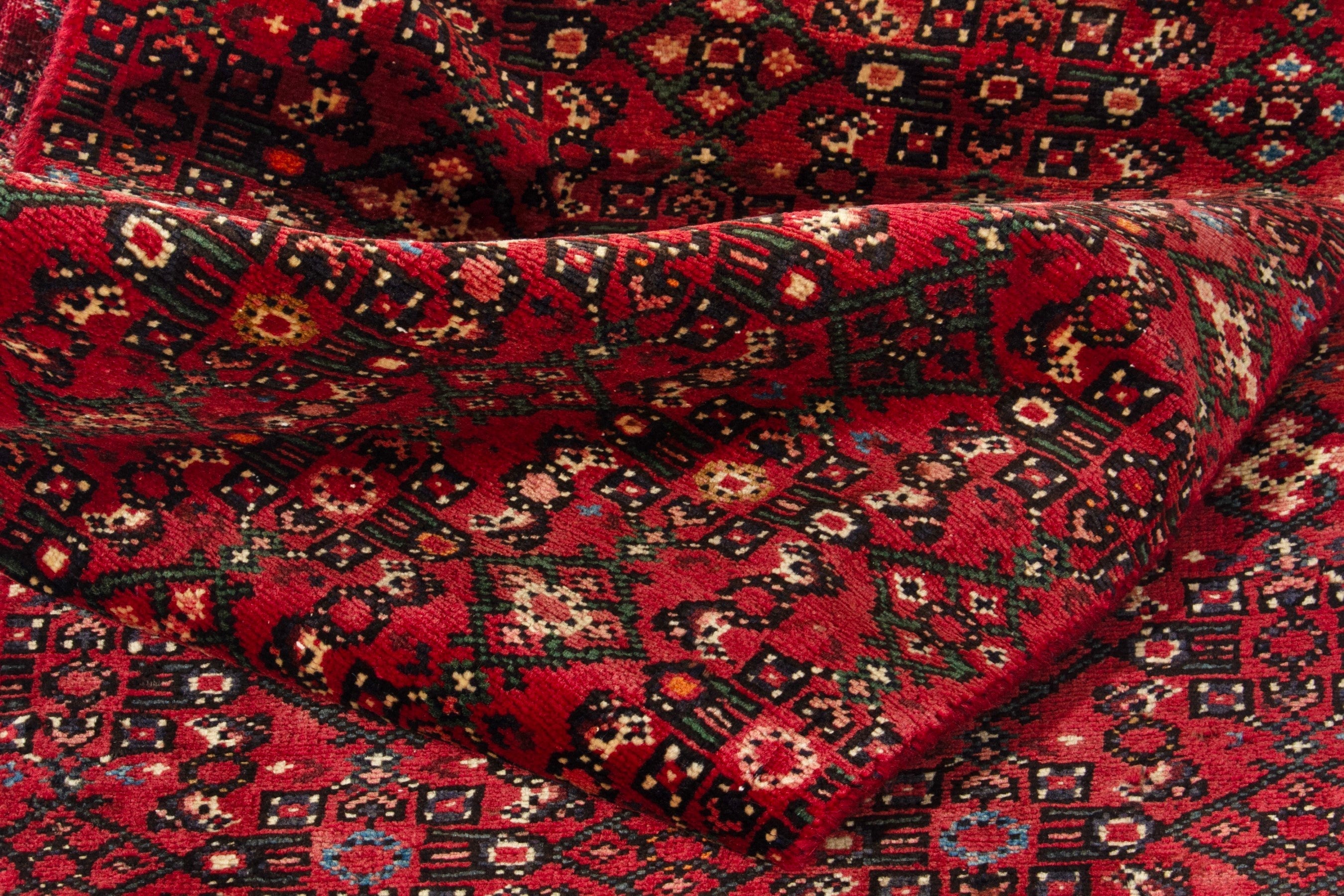Persian Hosseinabad runner rug in deep red and cream, view 14 of 17