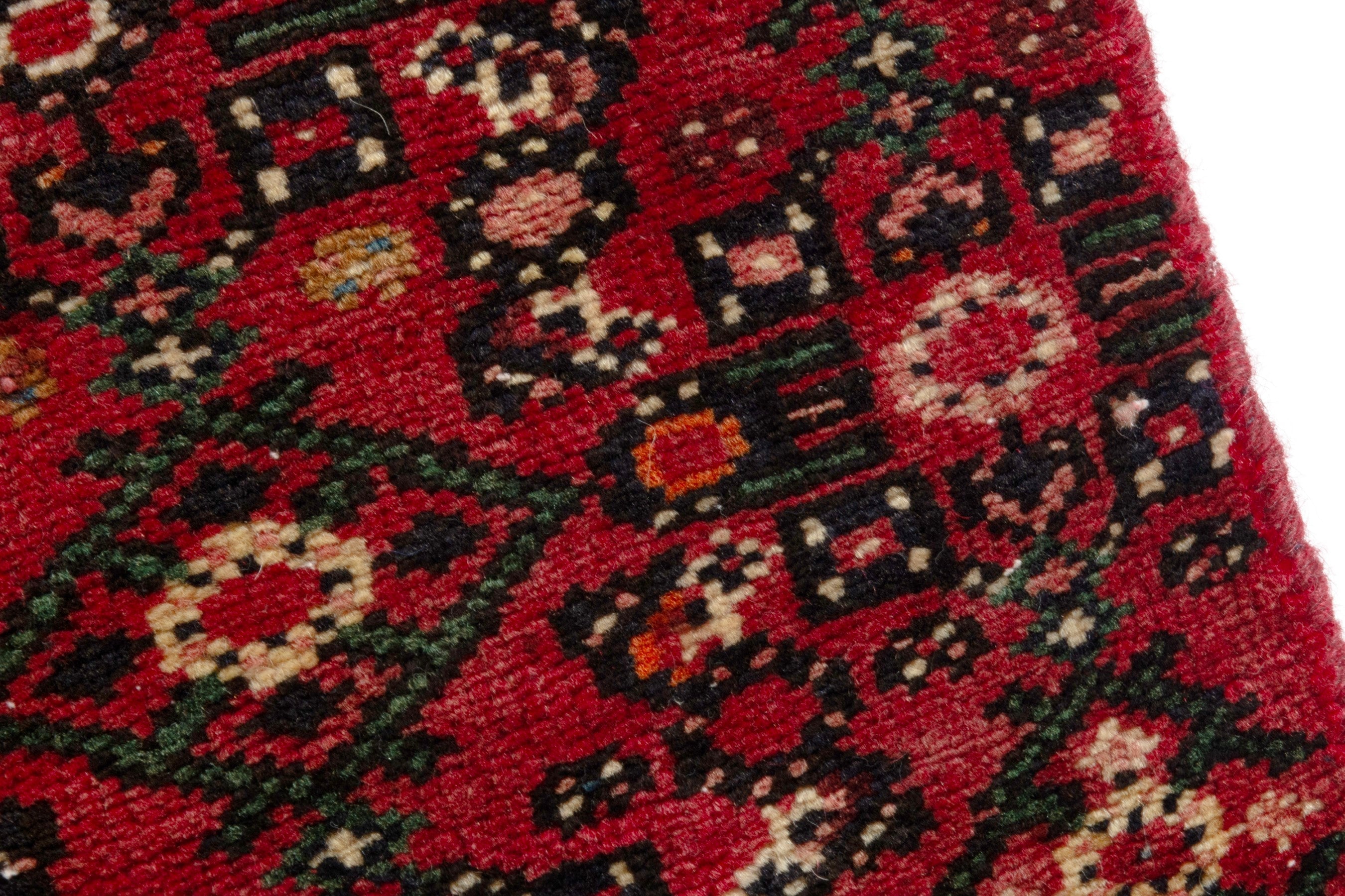 Persian Hosseinabad runner rug in deep red and cream, view 9 of 17