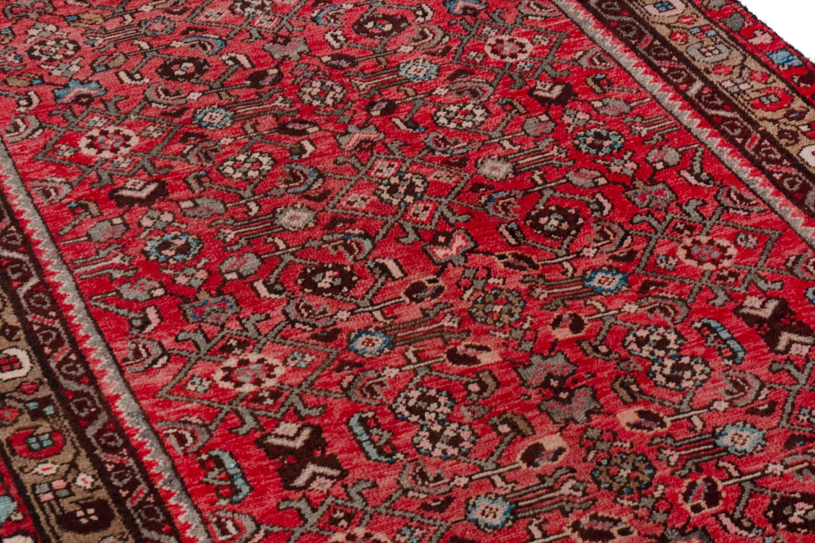 Persian Hosseinabad runner rug in deep red and charcoal, view 8 of 21