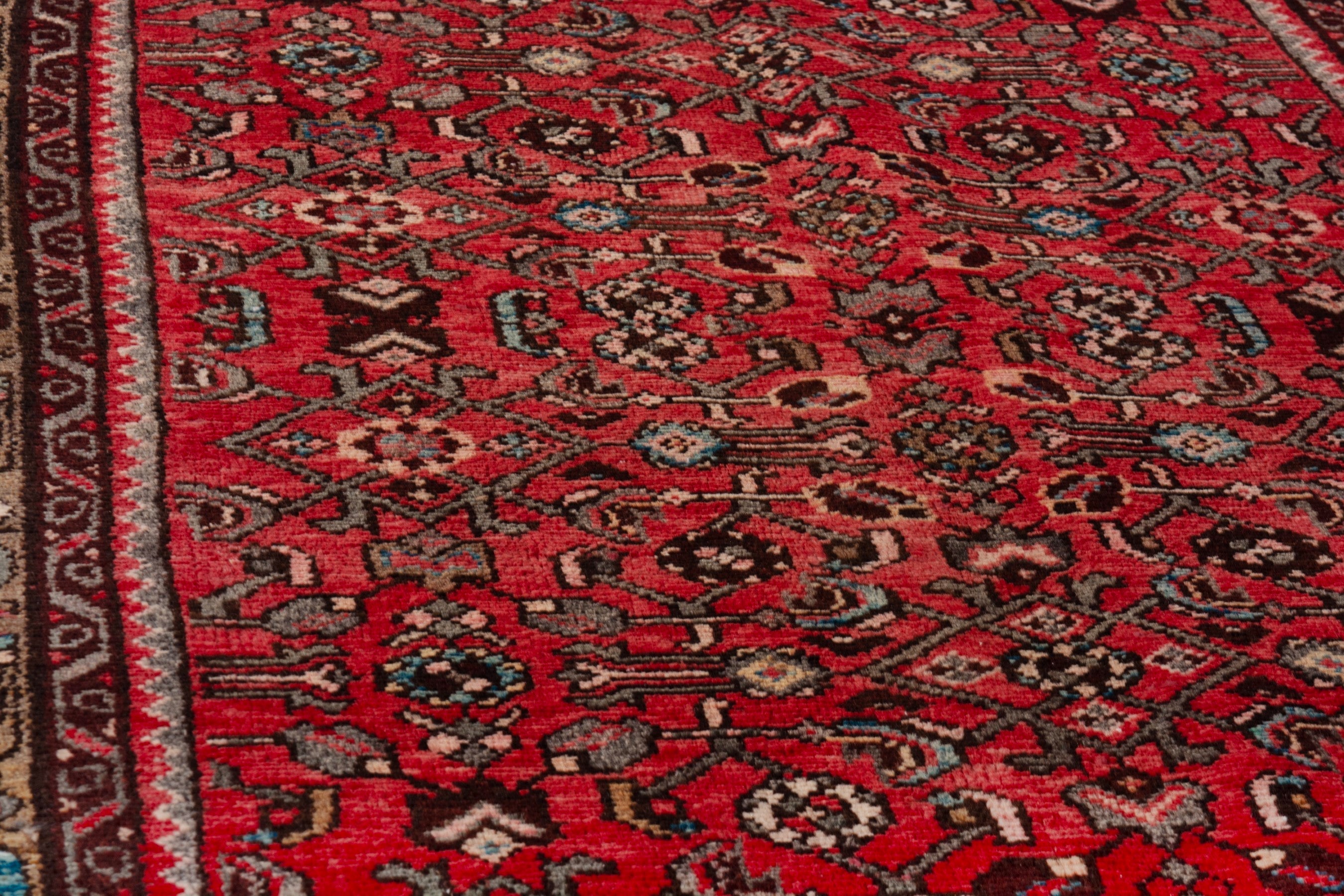 Persian Hosseinabad runner rug in deep red and charcoal, view 11 of 21