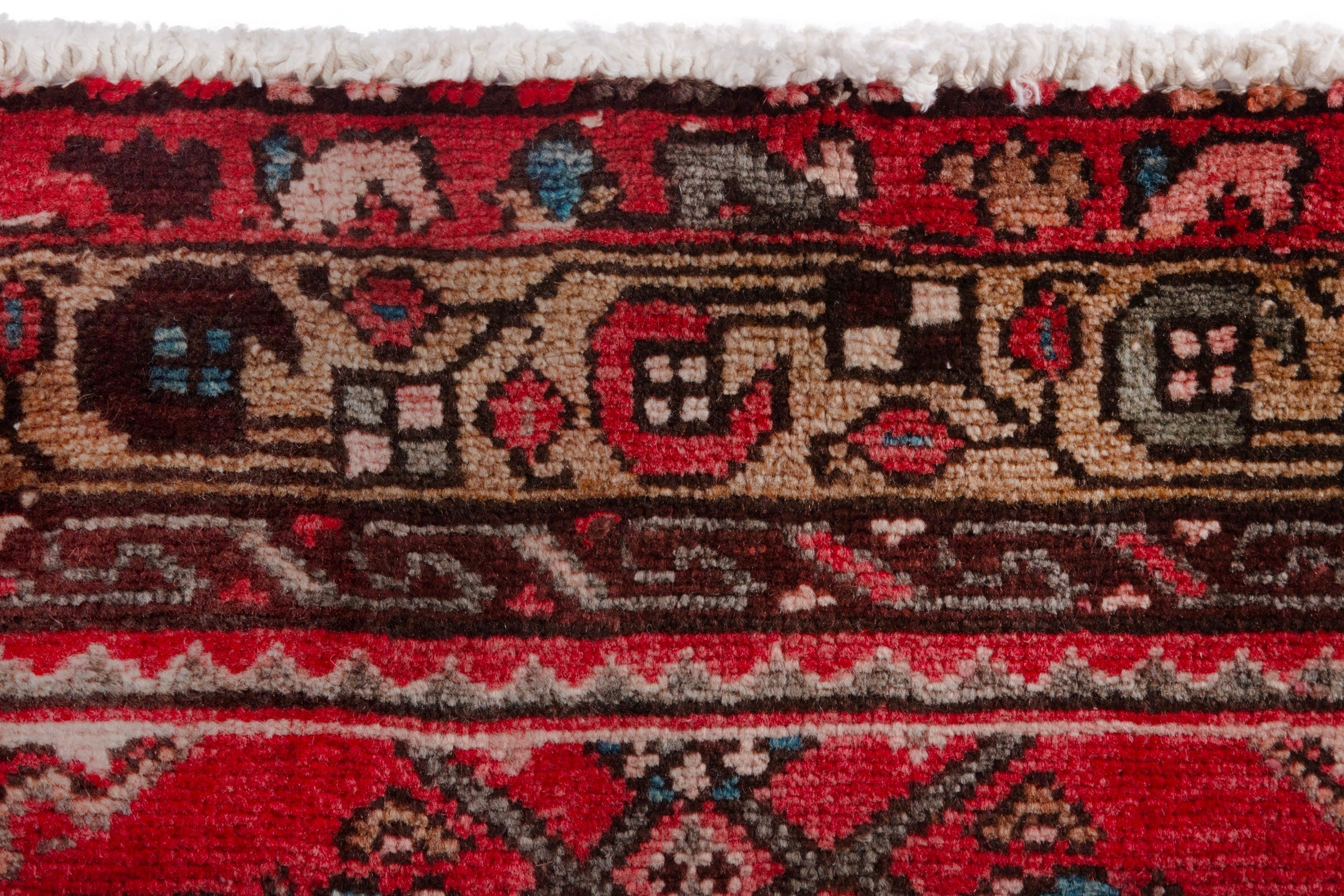 Persian Hosseinabad runner rug in deep red and charcoal, view 12 of 21