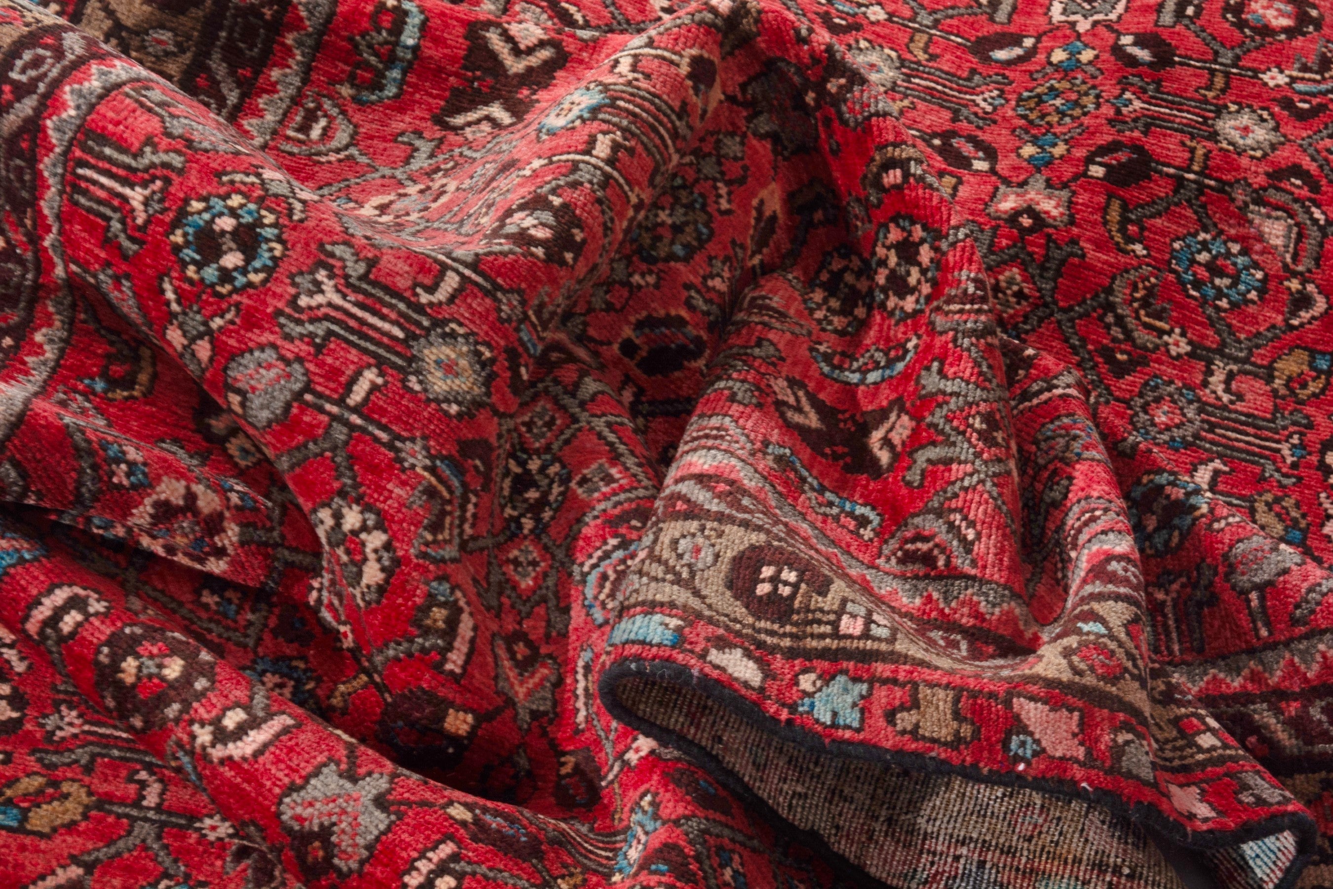 Persian Hosseinabad runner rug in deep red and charcoal, view 20 of 21