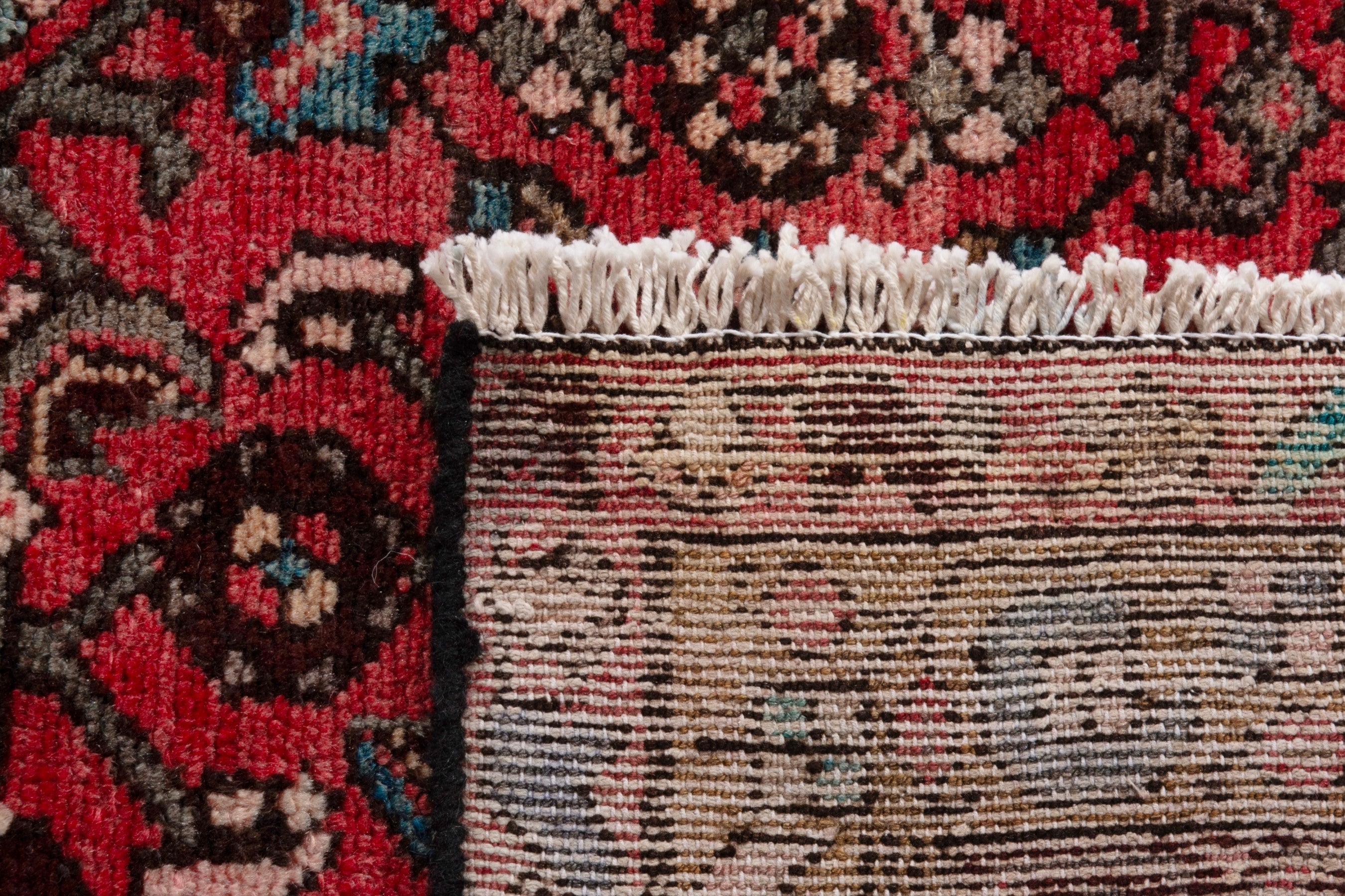 Persian Hosseinabad runner rug in deep red and charcoal, view 21 of 21