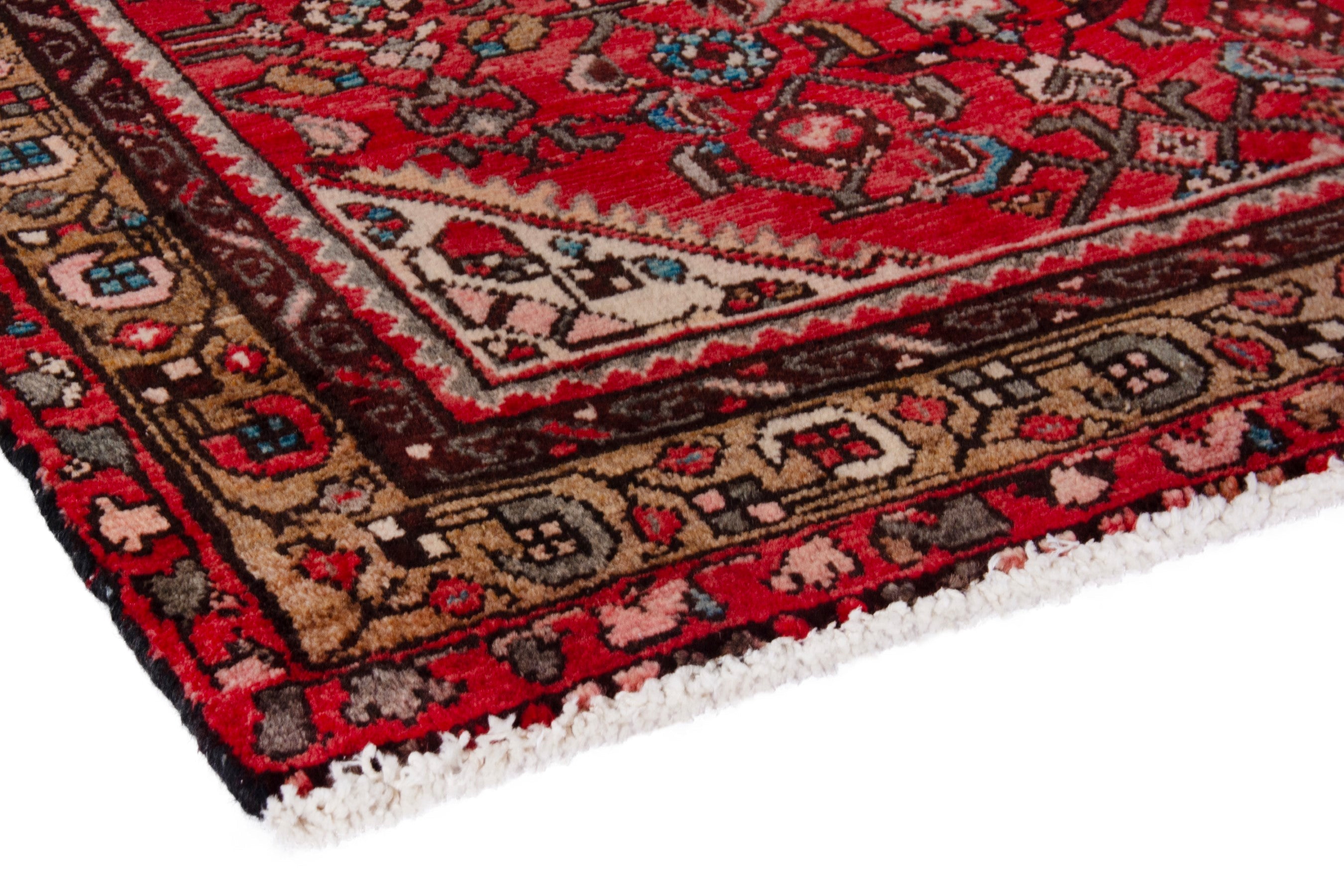 Persian Hosseinabad runner rug in deep red and charcoal, view 4 of 21