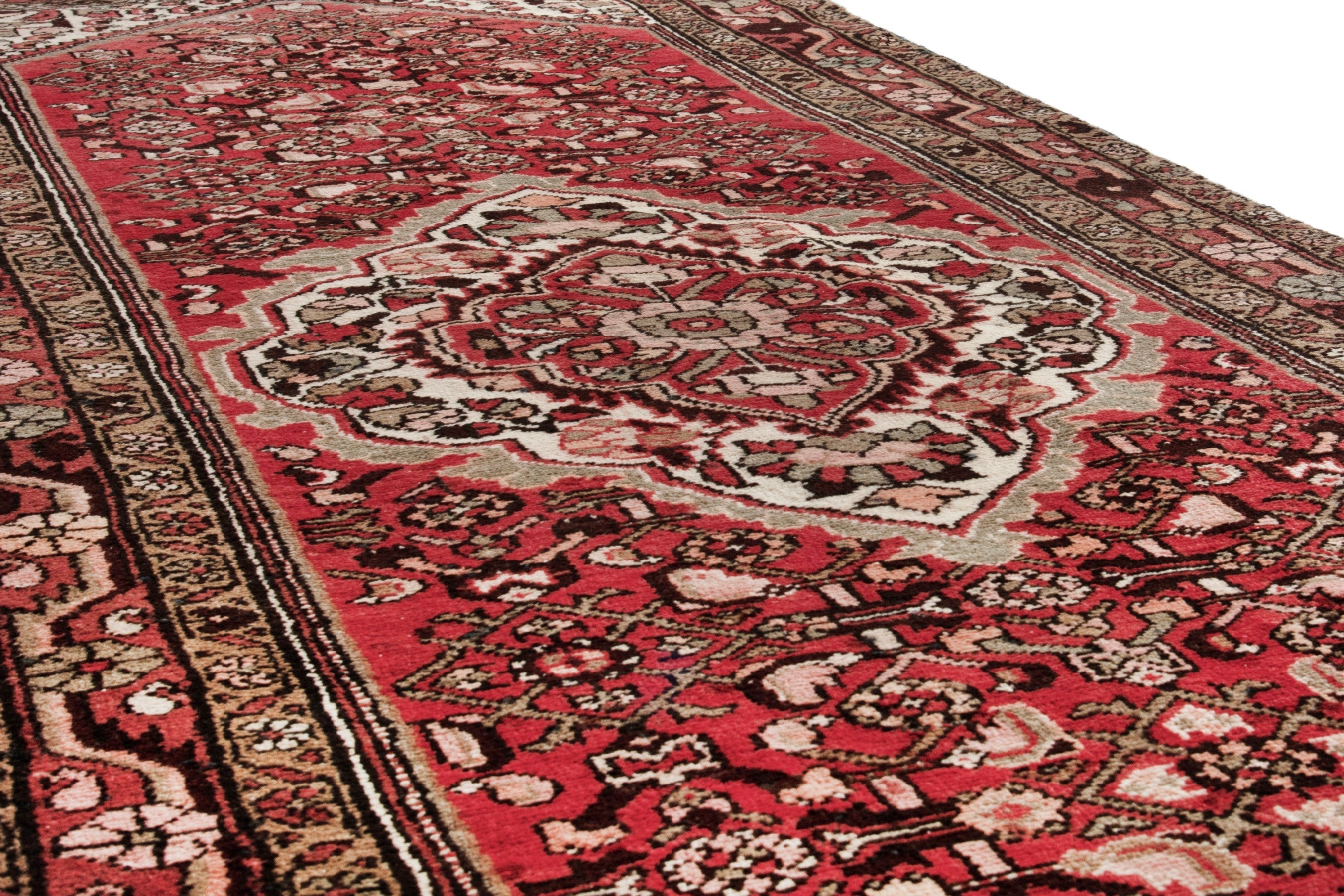 Persian Hamedan runner rug in deep red and terracotta, view 8 of 17