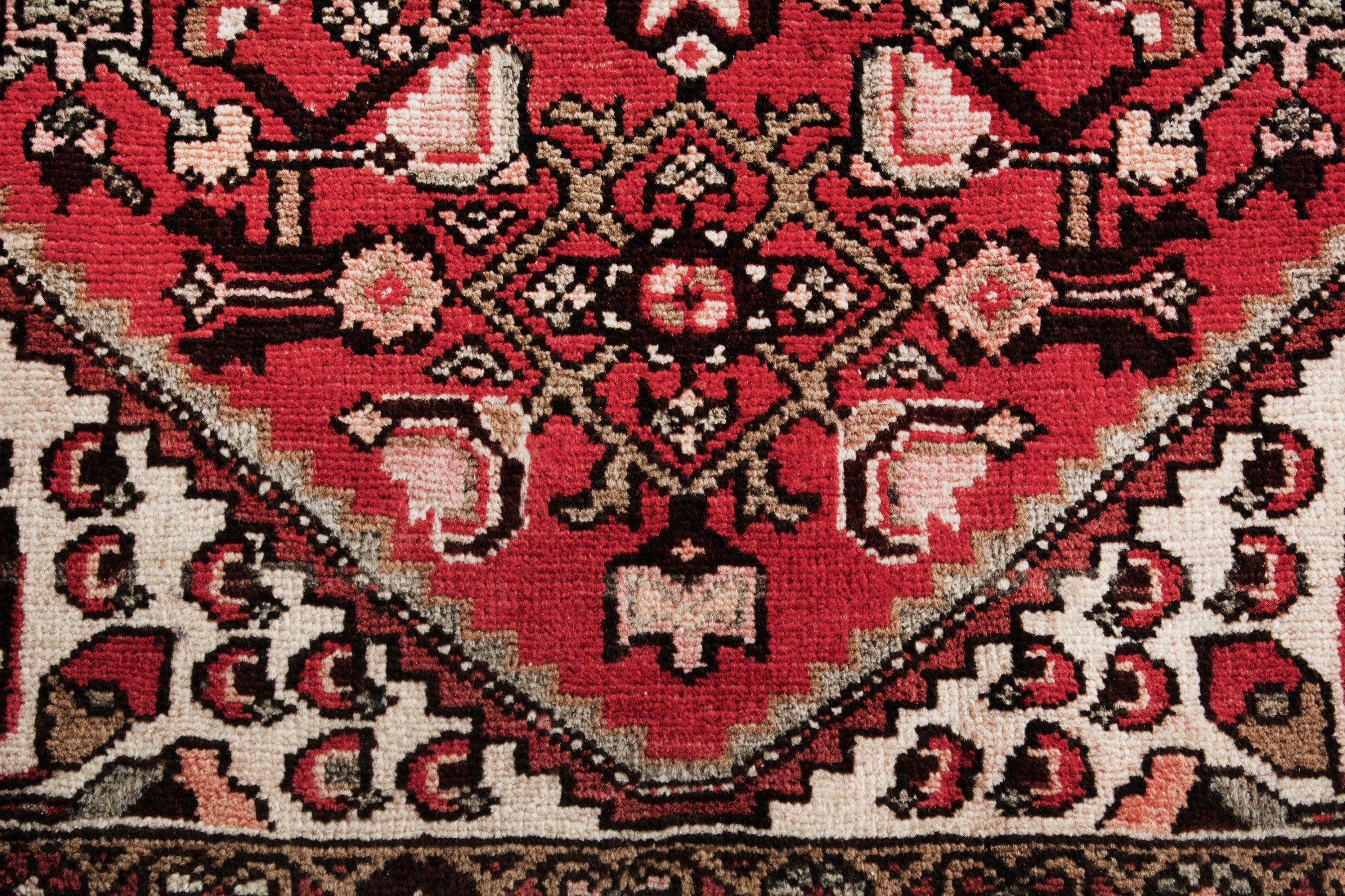 Persian Hamedan runner rug in deep red and terracotta, view 12 of 17