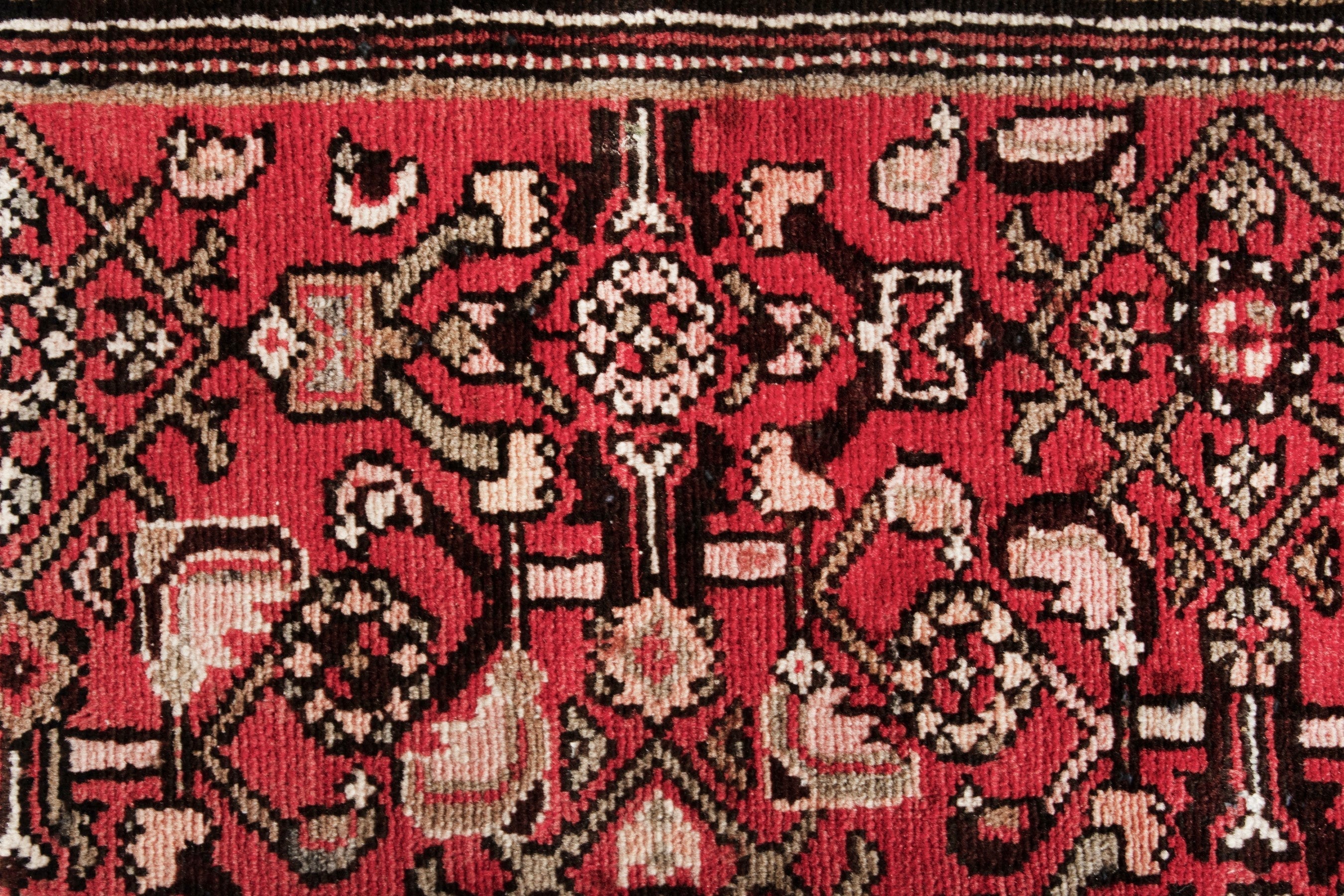 Persian Hamedan runner rug in deep red and terracotta, view 13 of 17