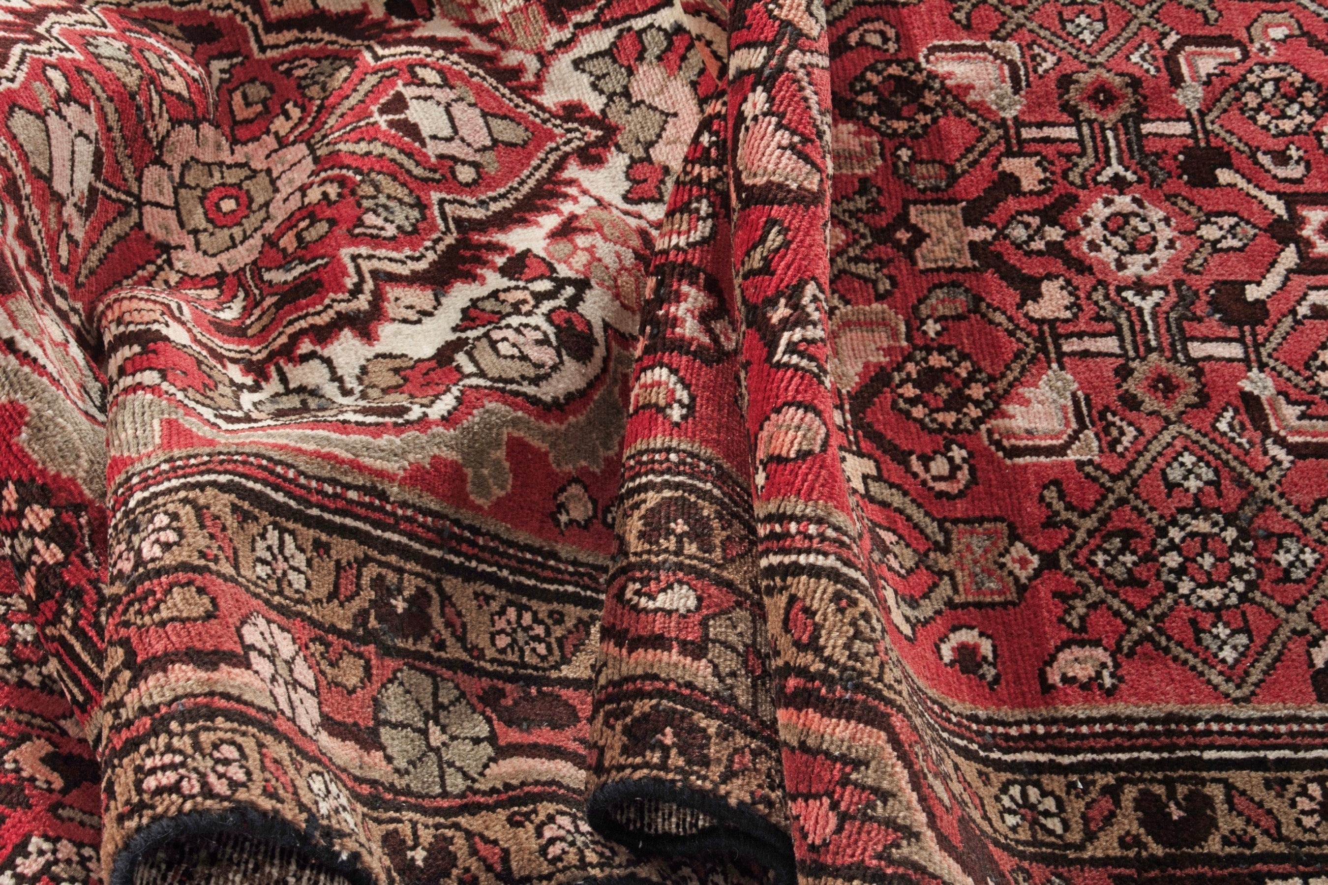 Persian Hamedan runner rug in deep red and terracotta, view 16 of 17