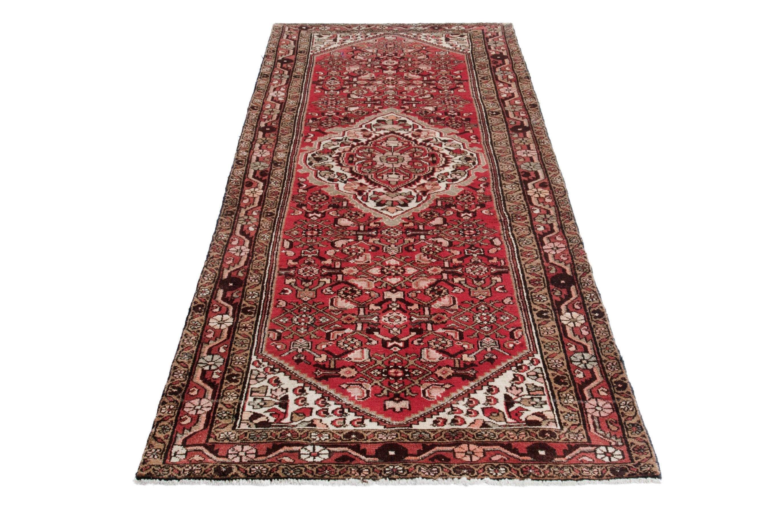 Persian Hamedan runner rug in deep red and terracotta, view 2 of 17