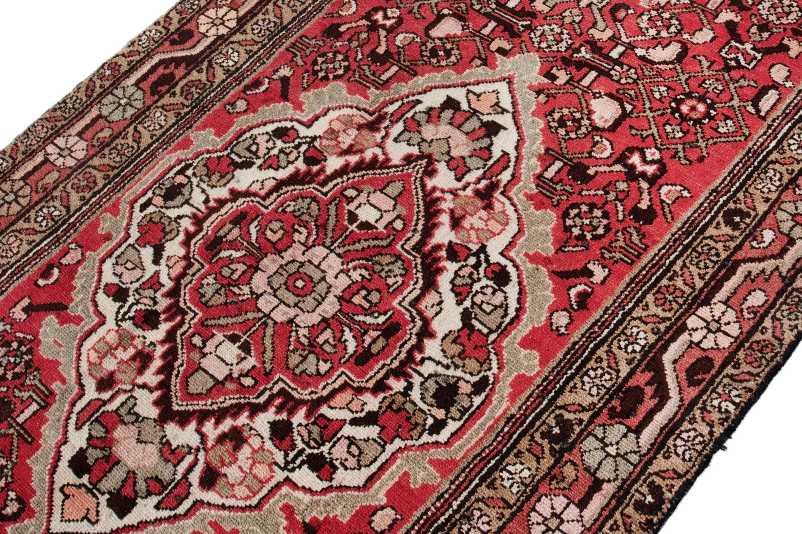 Persian Hamedan runner rug in deep red and terracotta, view 6 of 17