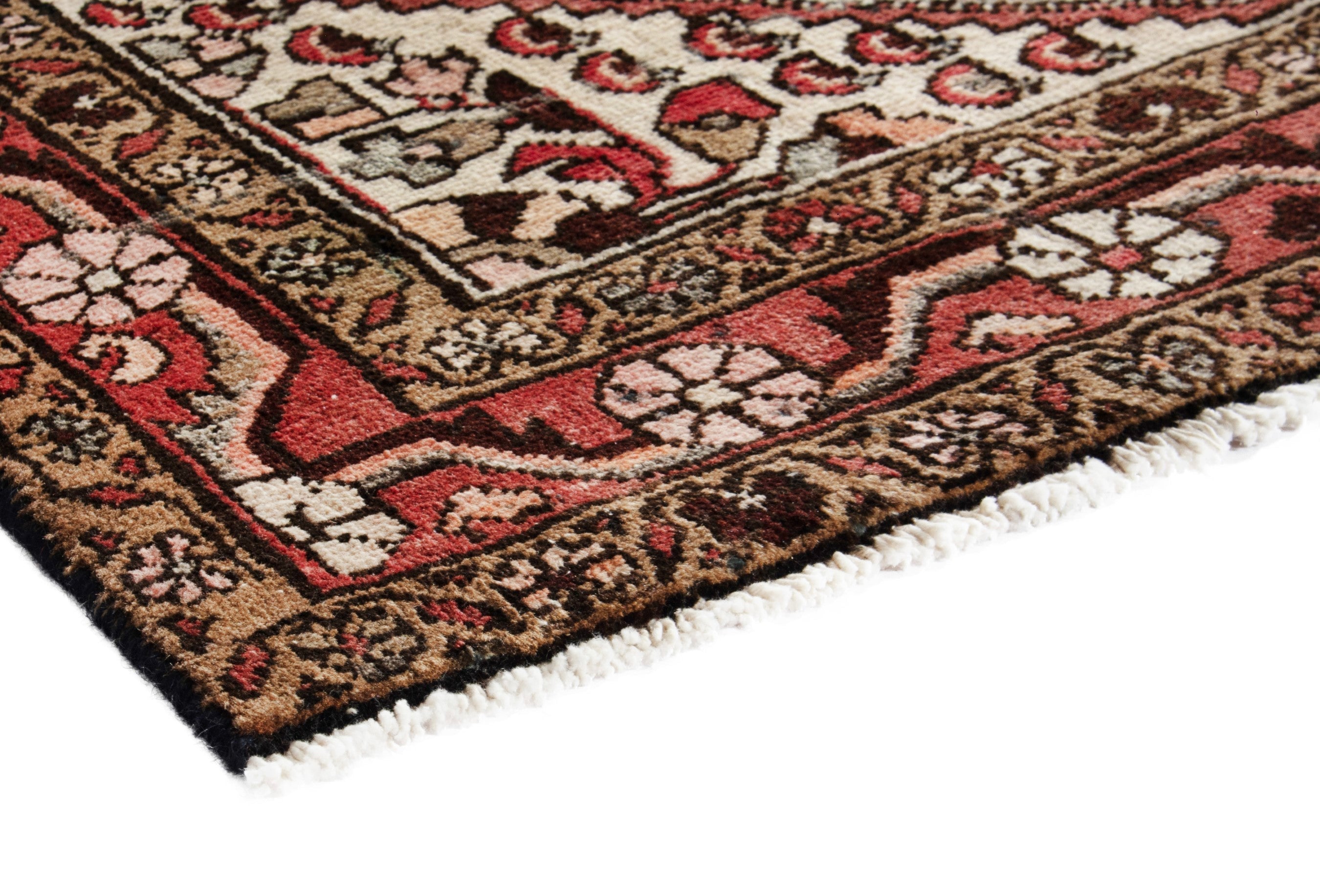 Persian Hamedan runner rug in deep red and terracotta, view 4 of 17