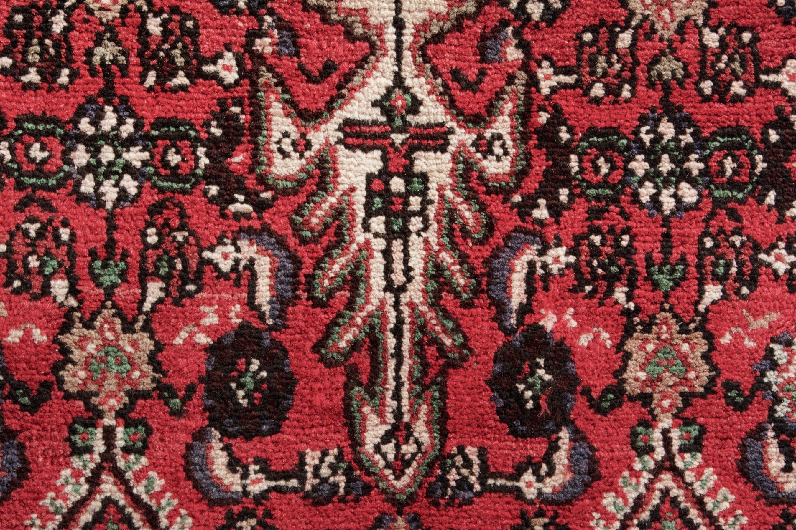 Persian Hamedan runner rug in deep red and cream, view 13 of 18
