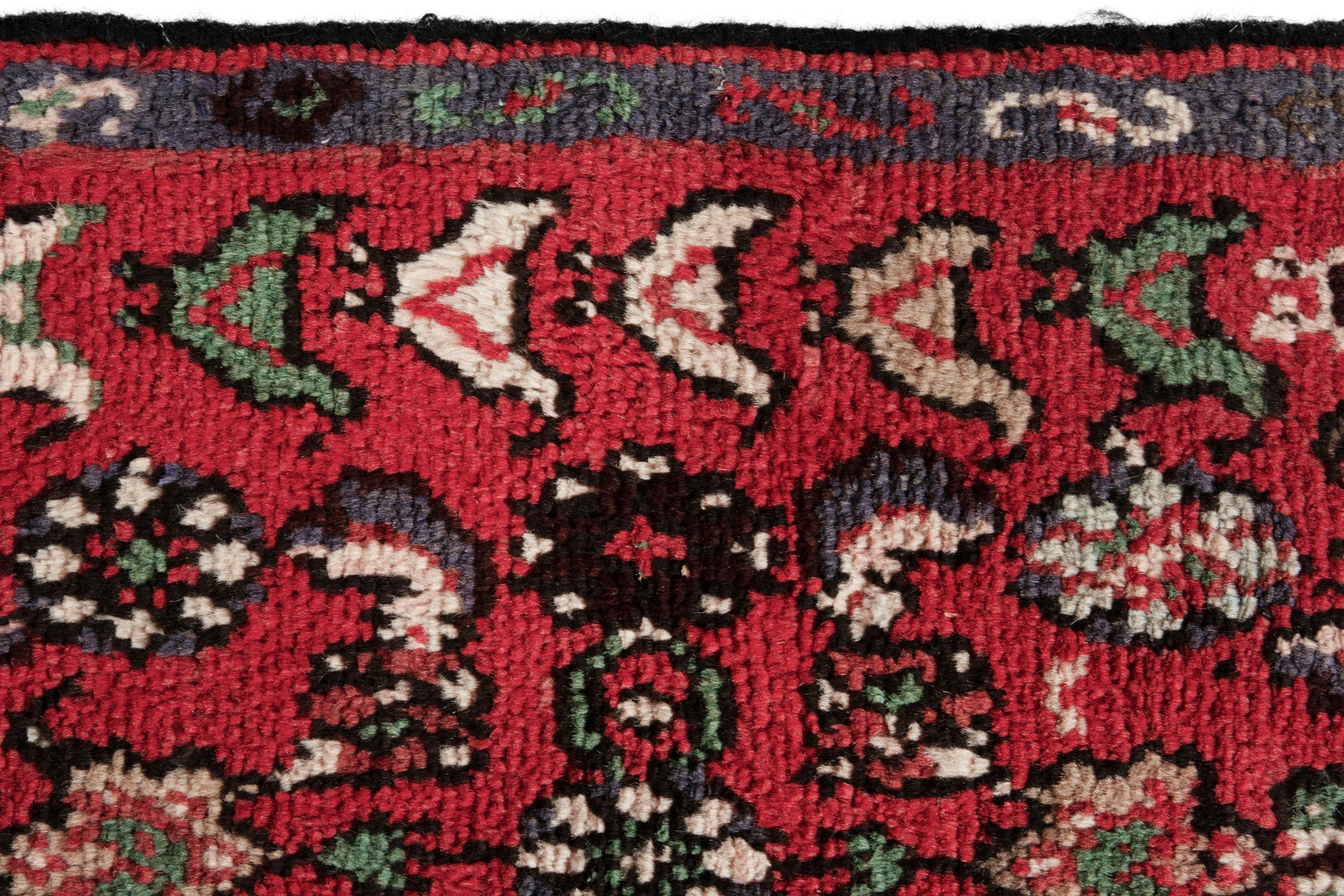 Persian Hamedan runner rug in deep red and cream, view 11 of 18