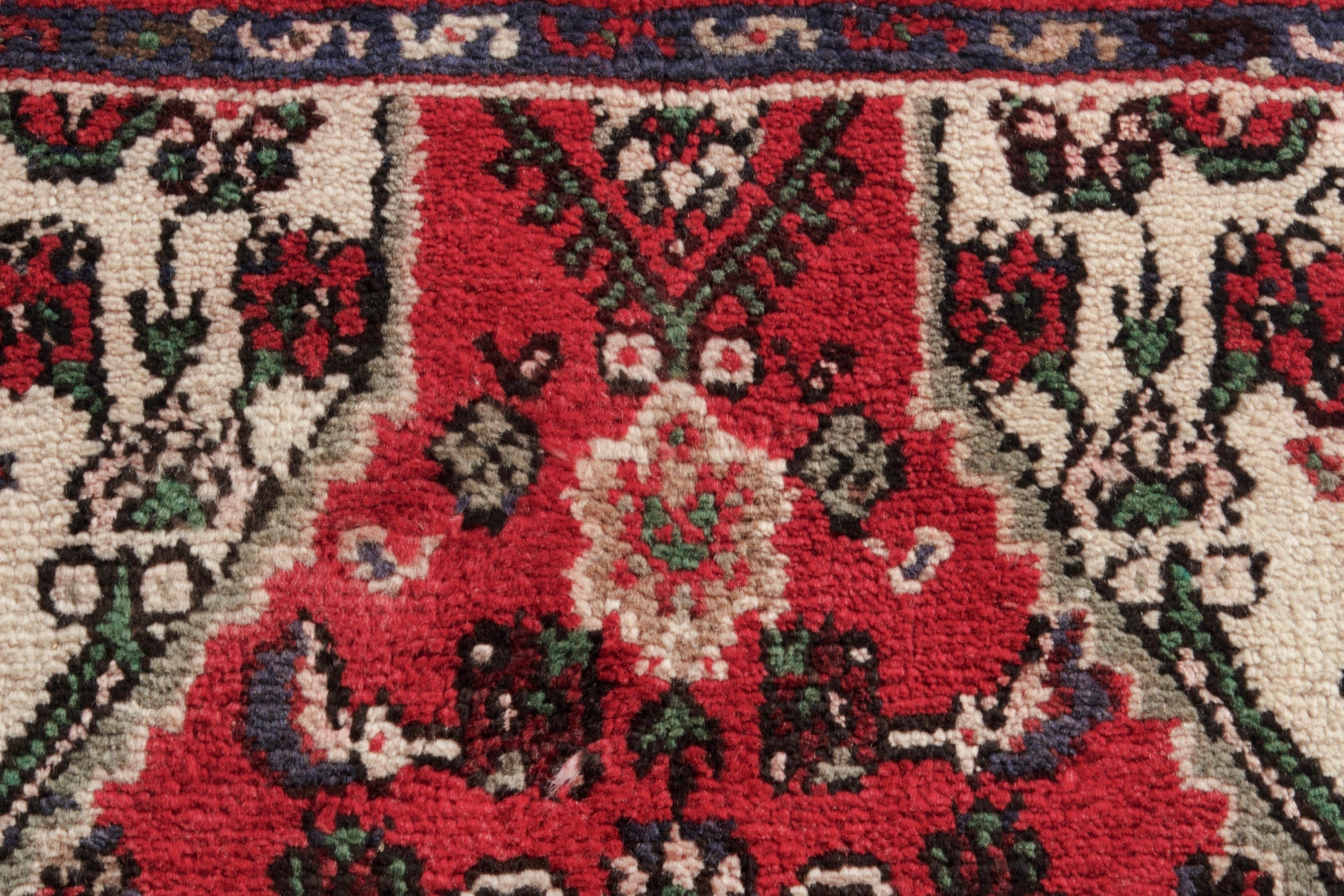 Persian Hamedan runner rug in deep red and cream, view 12 of 18
