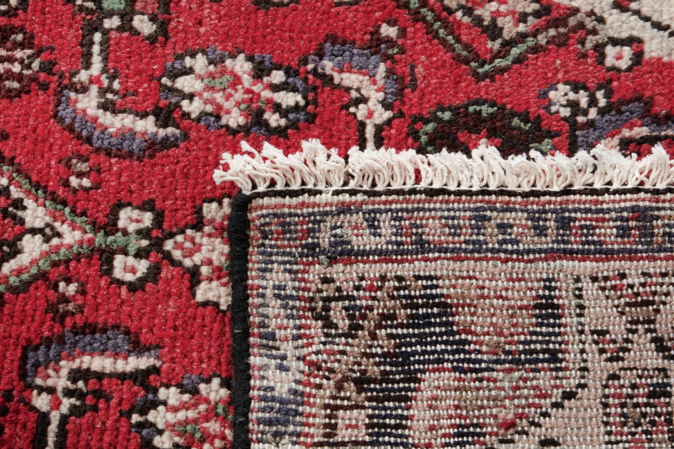 Persian Hamedan runner rug in deep red and cream, view 18 of 18