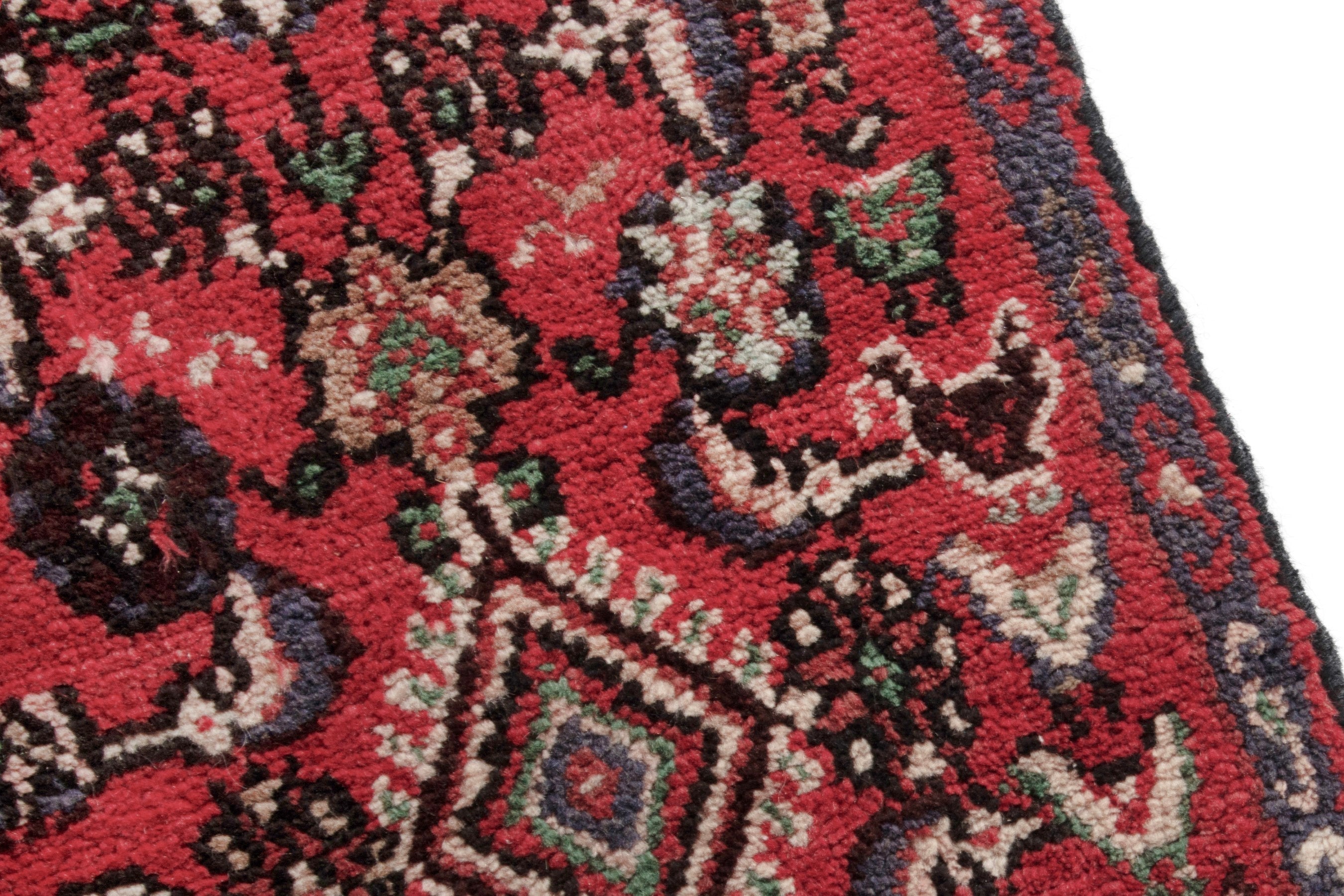 Persian Hamedan runner rug in deep red and cream, view 9 of 18