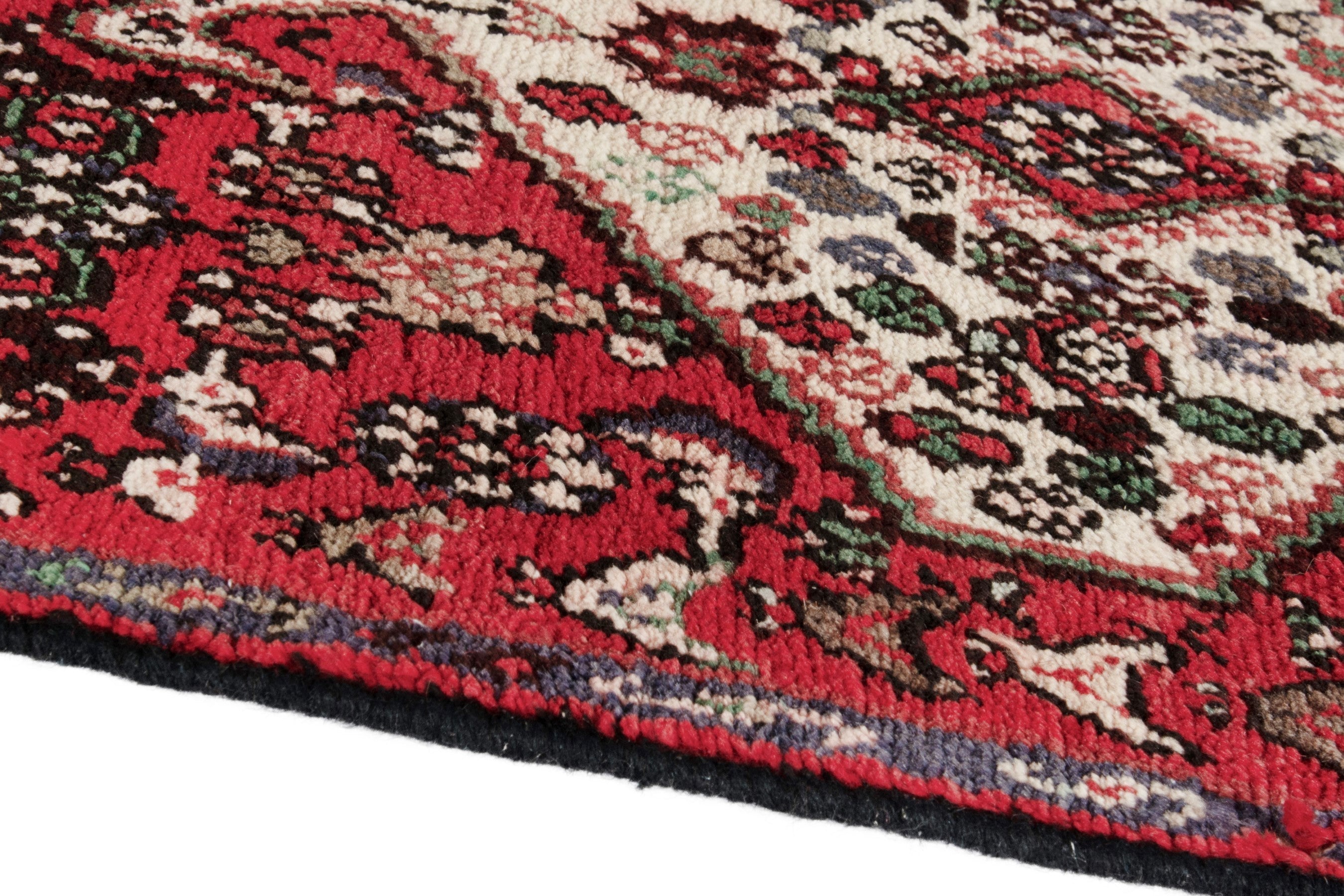 Persian Hamedan runner rug in deep red and cream, view 5 of 18