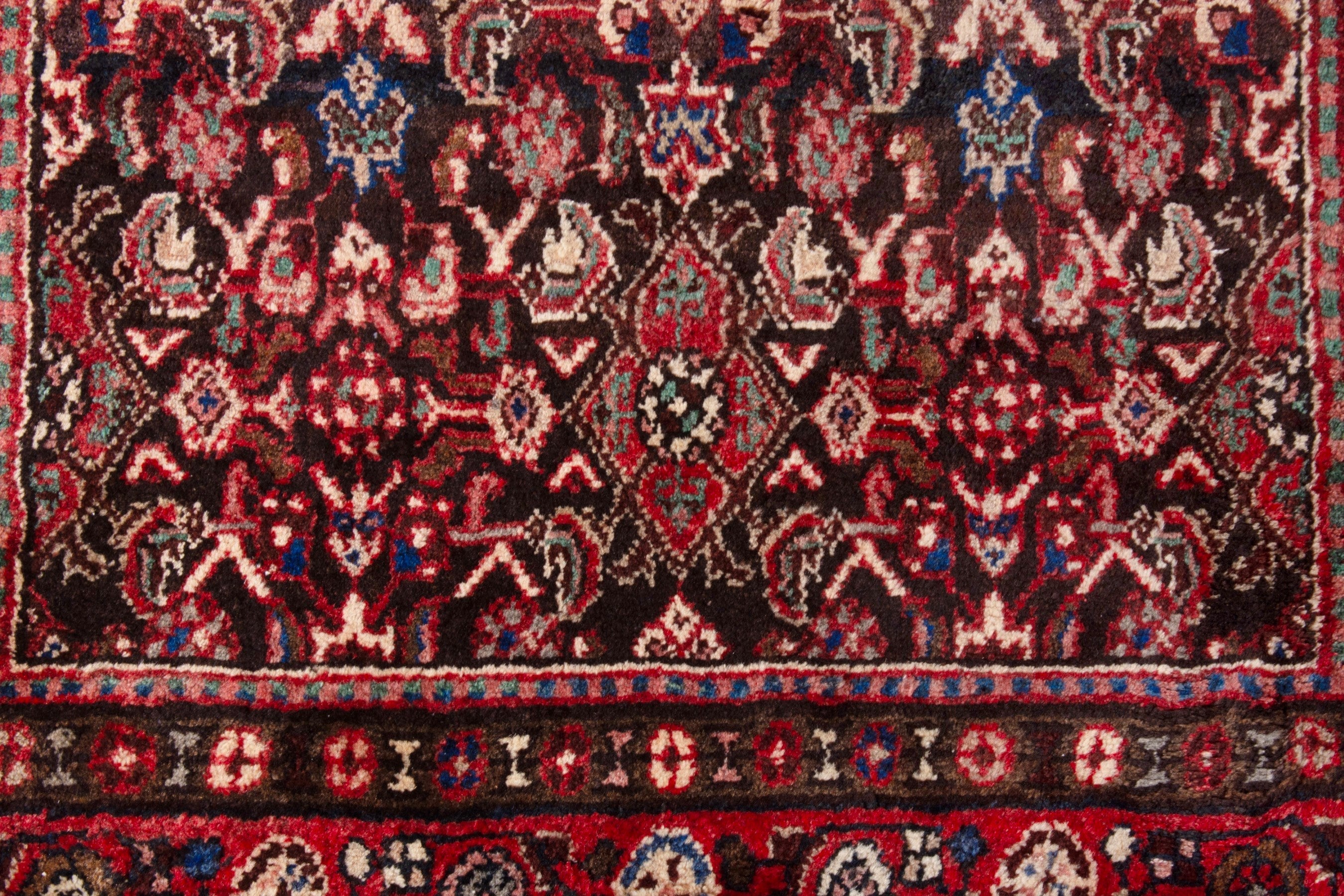Persian Hamedan runner rug in burgundy and deep red, view 11 of 20