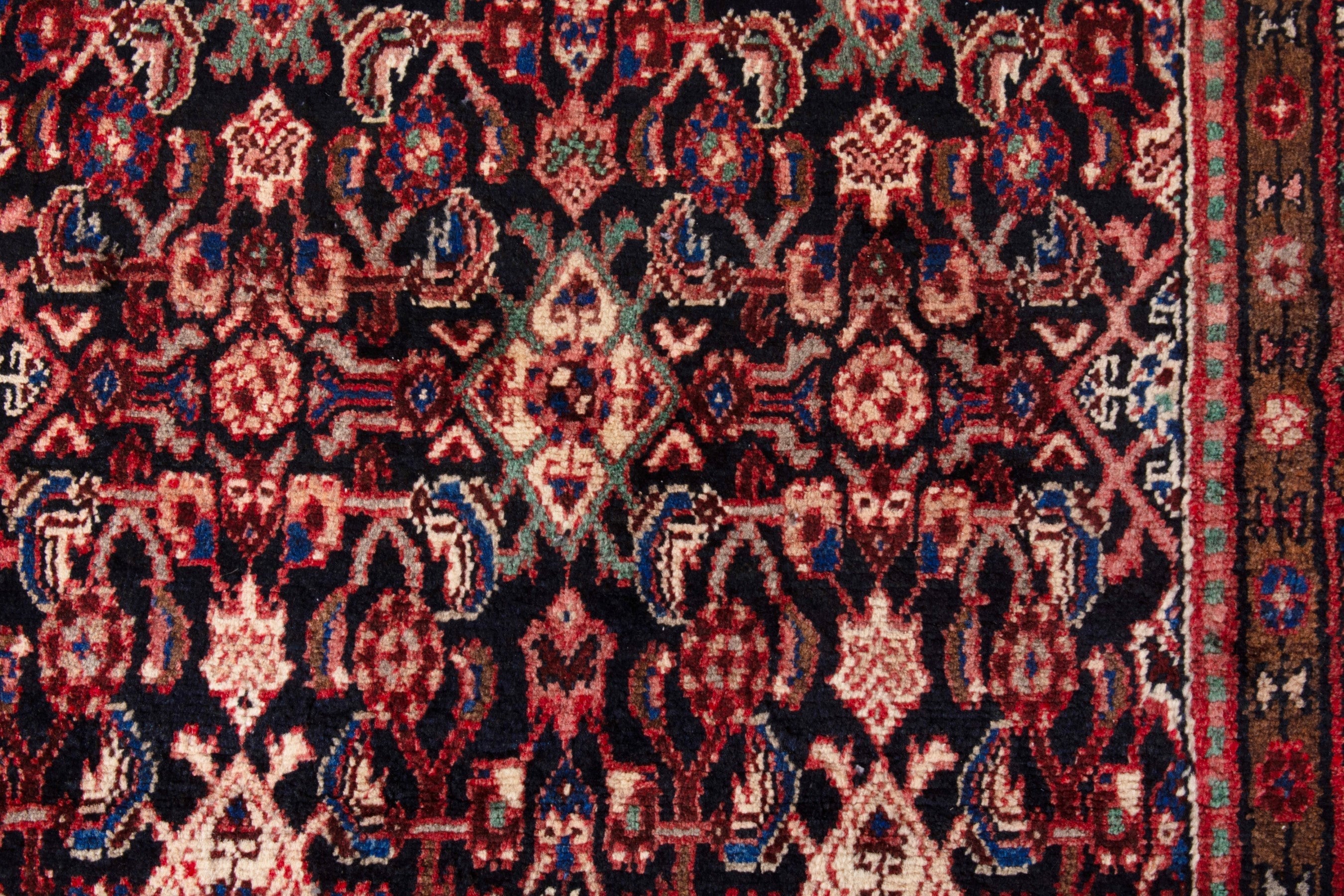 Persian Hamedan runner rug in burgundy and deep red, view 14 of 20