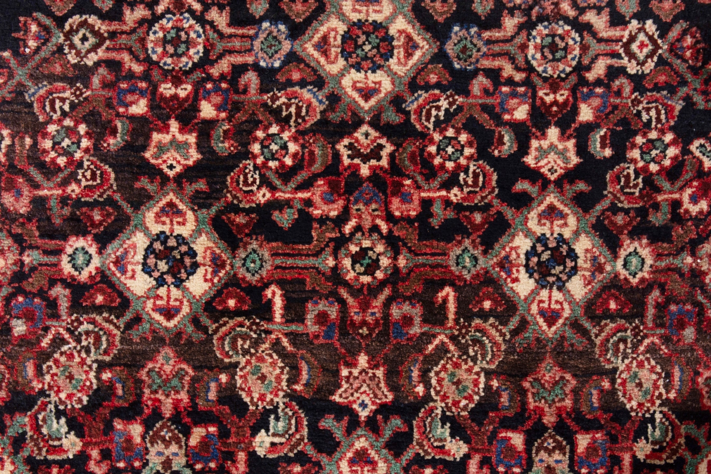 Persian Hamedan runner rug in burgundy and deep red, view 15 of 20