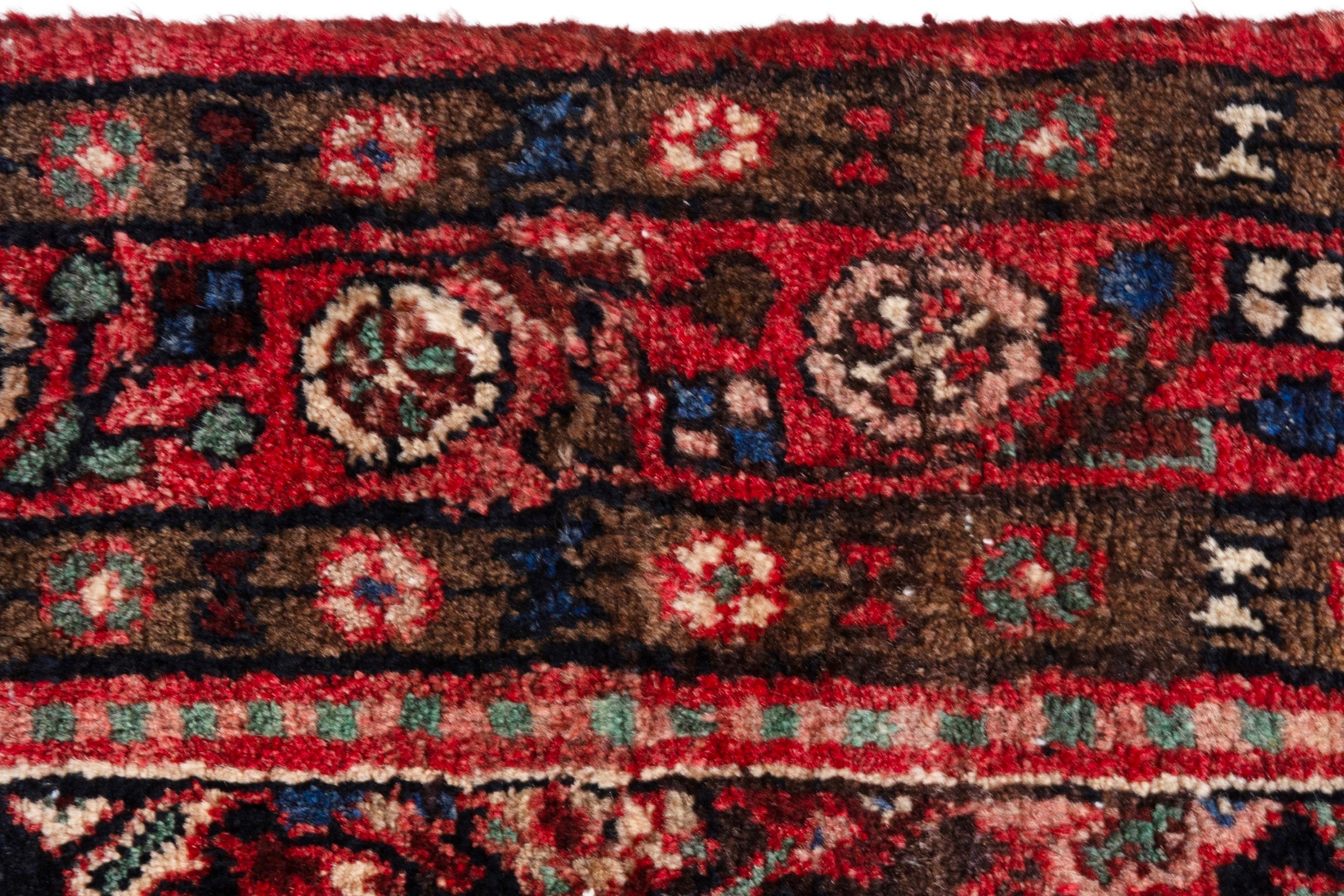 Persian Hamedan runner rug in burgundy and deep red, view 12 of 20