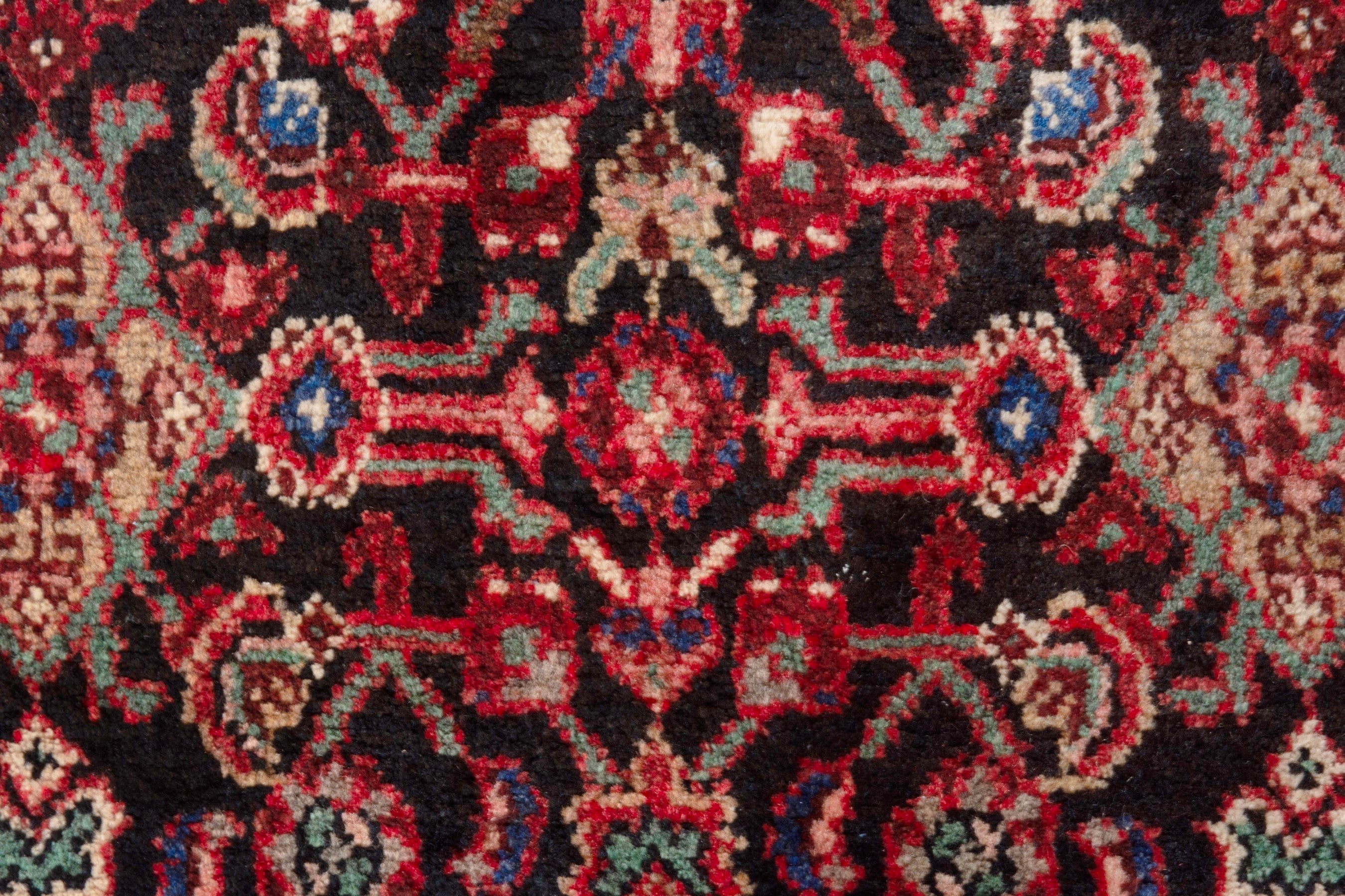 Persian Hamedan runner rug in burgundy and deep red, view 16 of 20