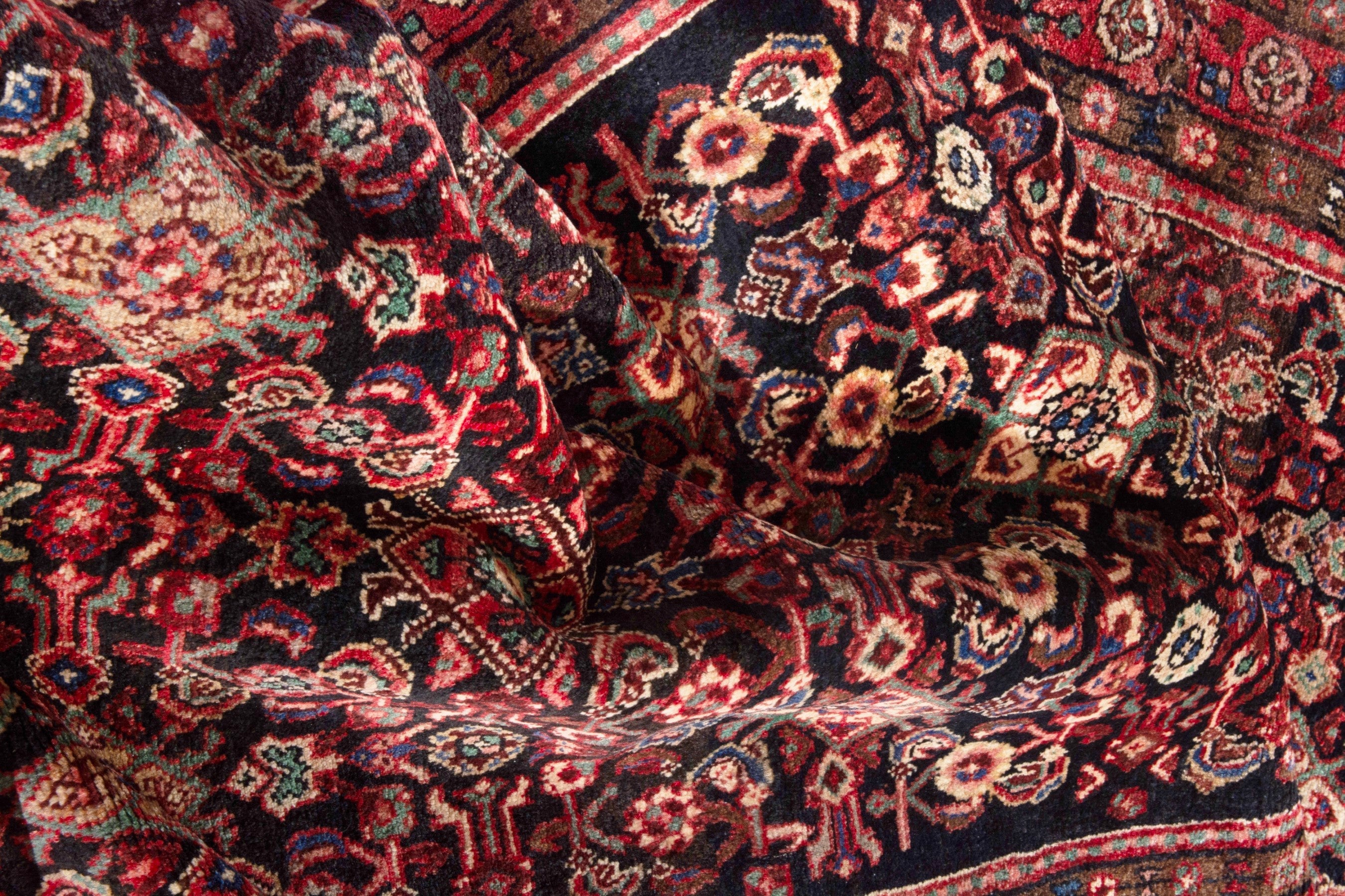 Persian Hamedan runner rug in burgundy and deep red, view 17 of 20