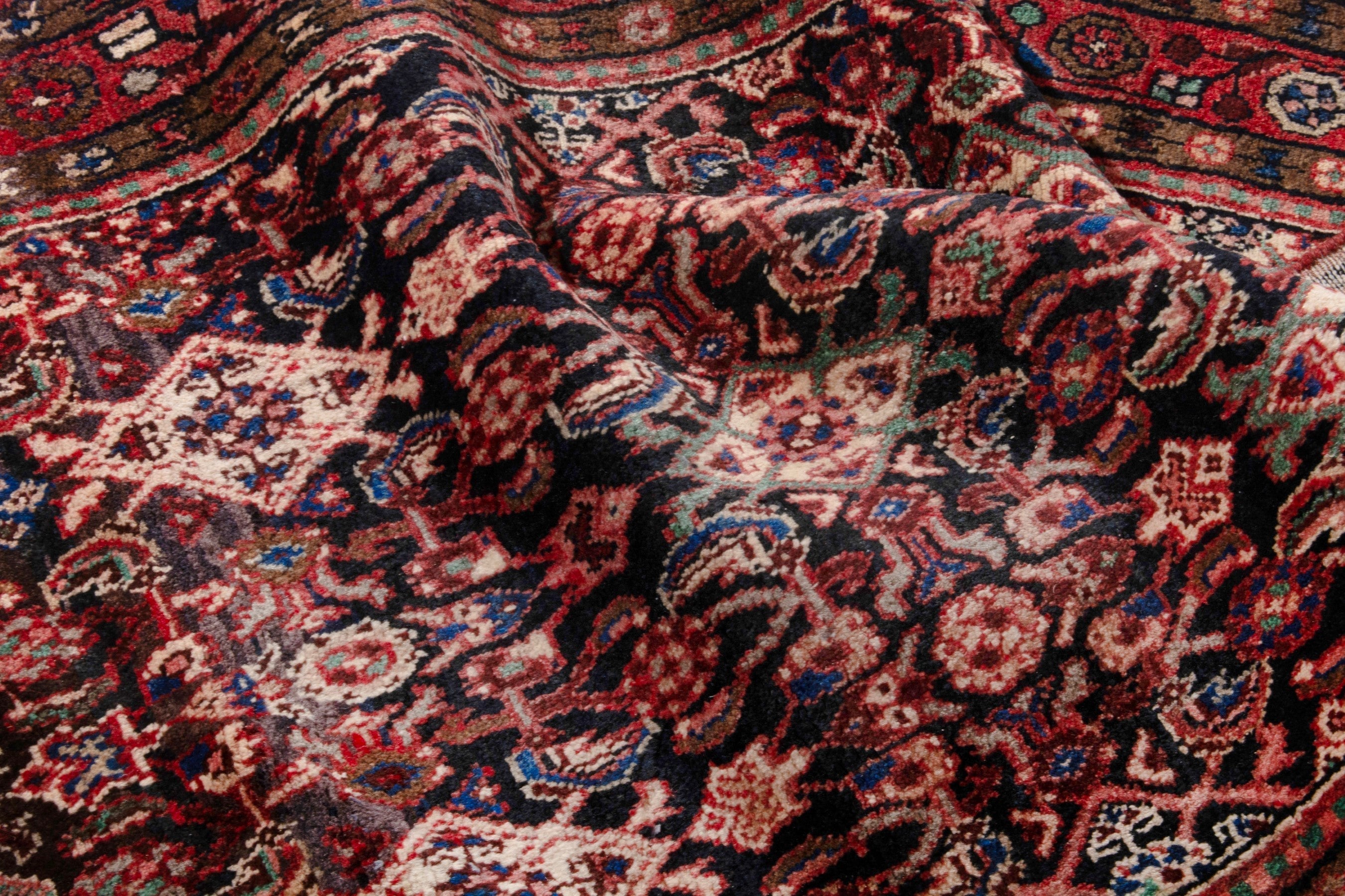 Persian Hamedan runner rug in burgundy and deep red, view 18 of 20