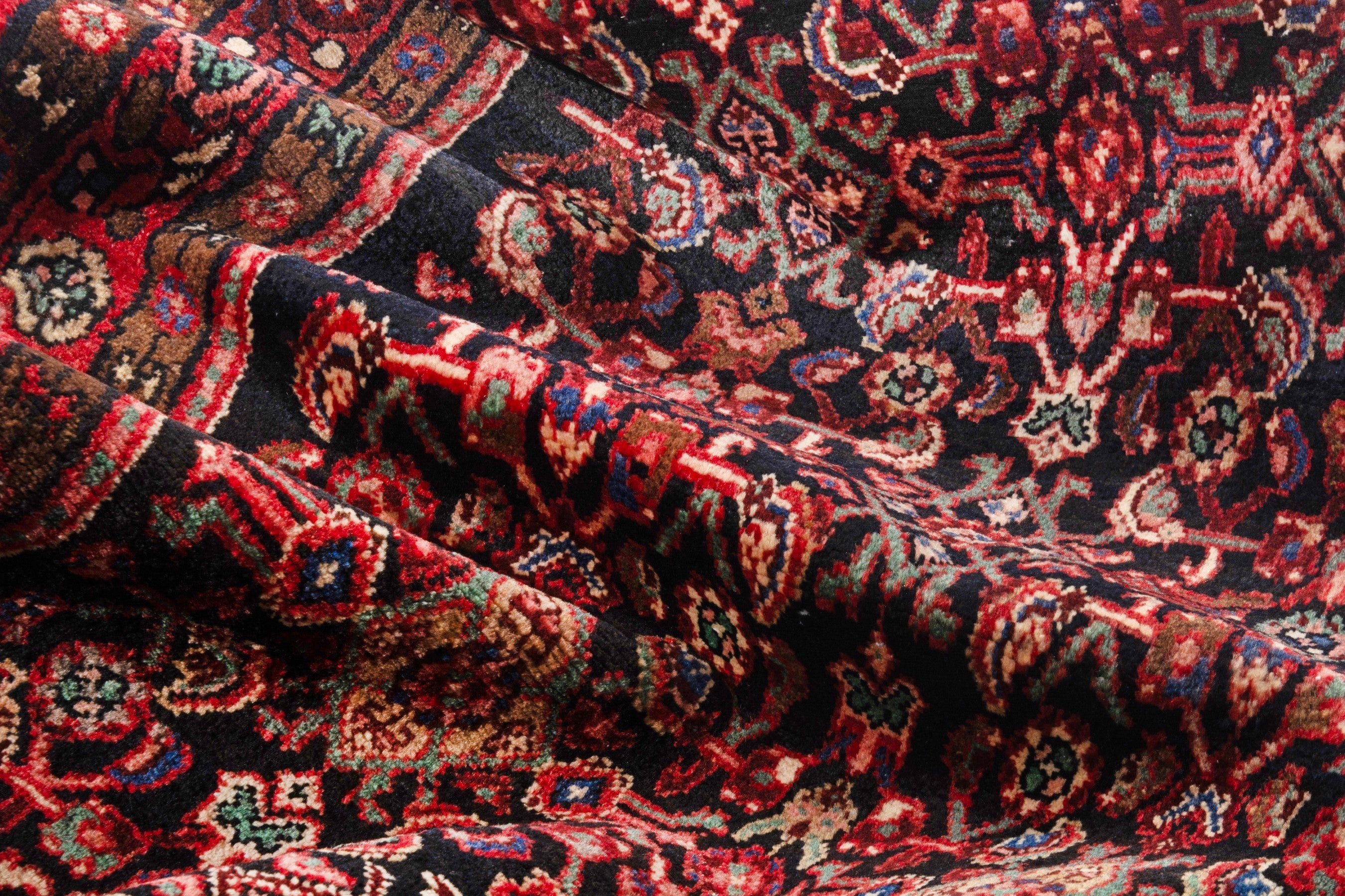 Persian Hamedan runner rug in burgundy and deep red, view 19 of 20