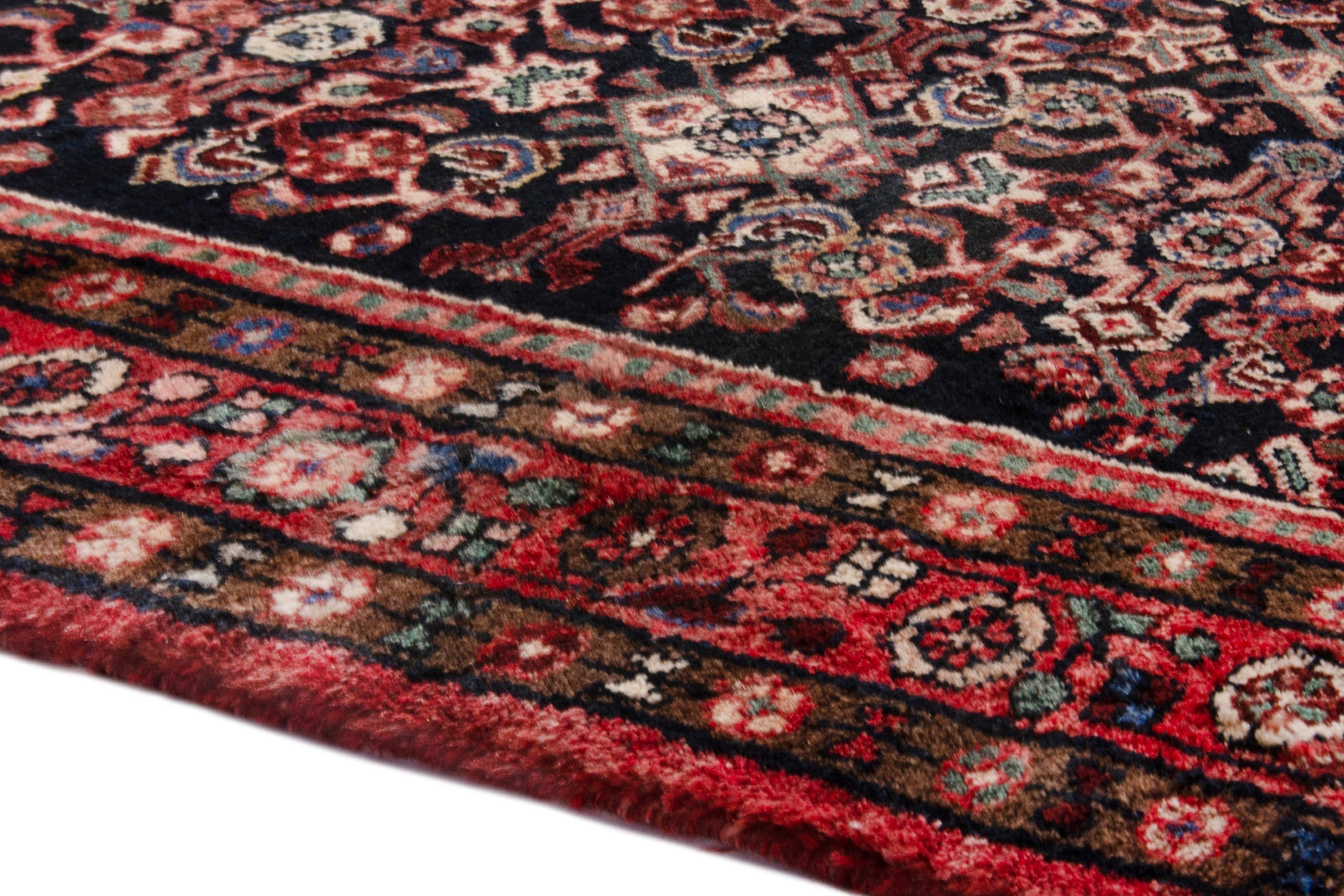 Persian Hamedan runner rug in burgundy and deep red, view 5 of 20